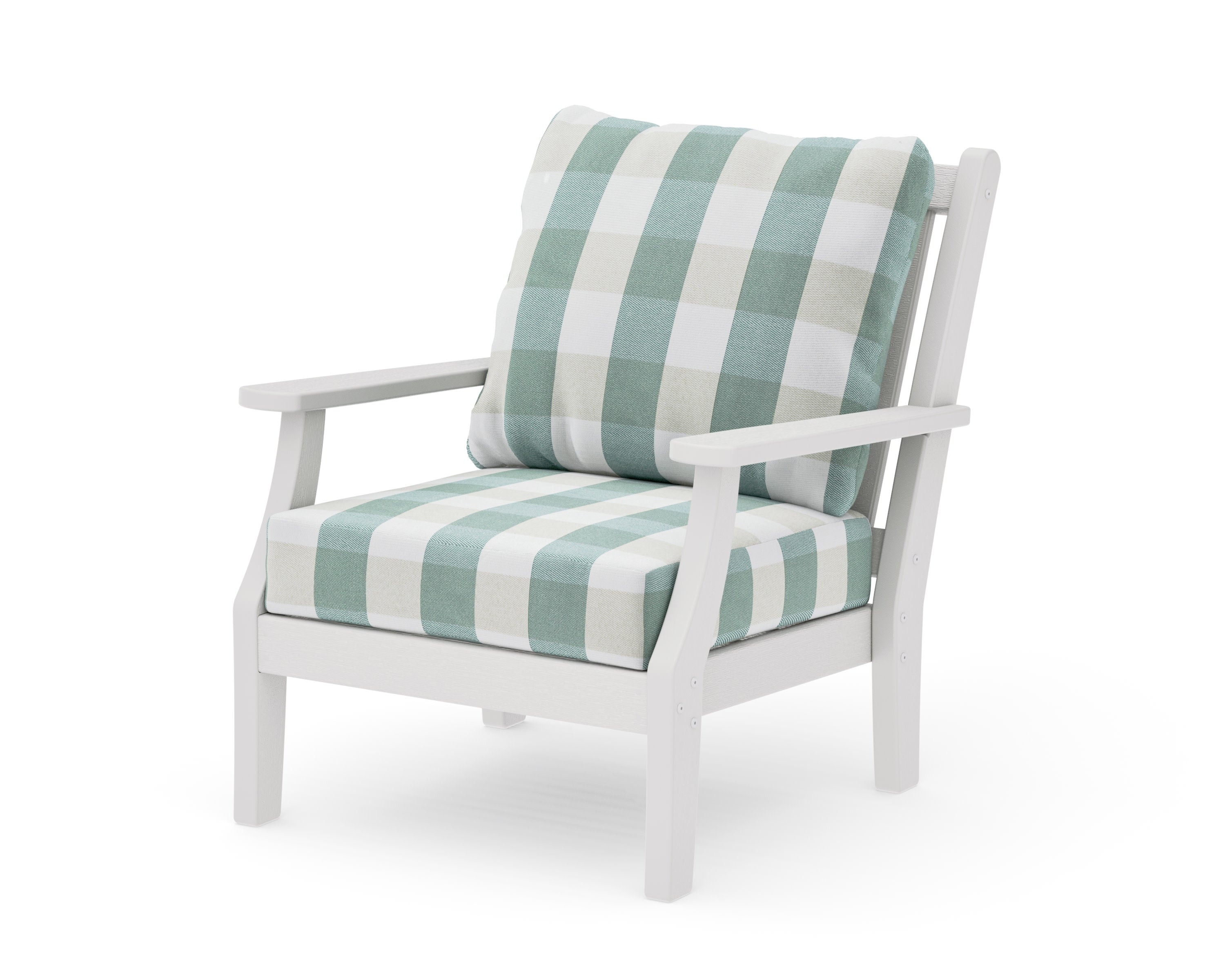 Wovendale Deep Seating Chair in Vintage White / Buffalo Plaid Glacier Spa