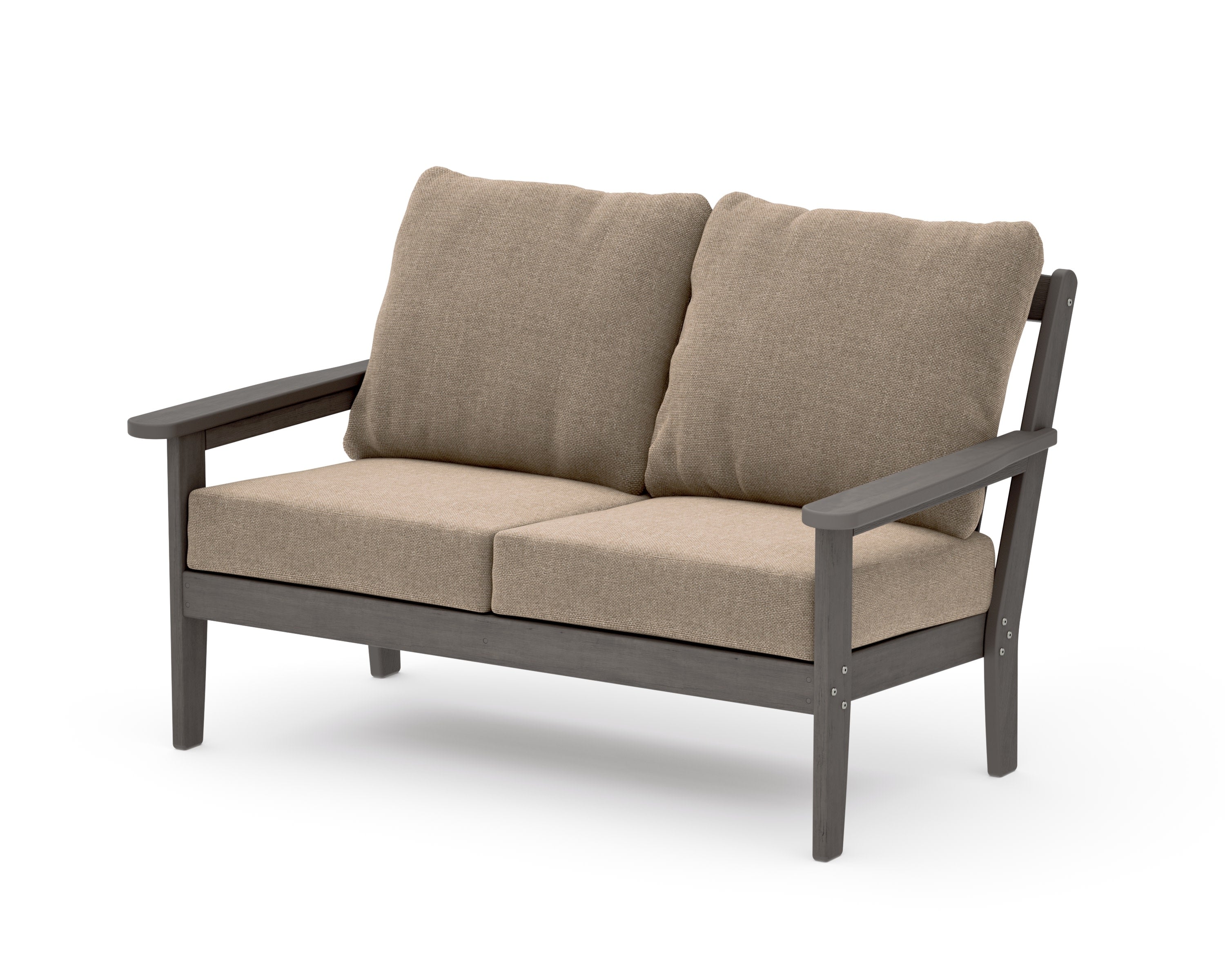 Cottage Deep Seating Loveseat in Driftwood / Spiced Burlap