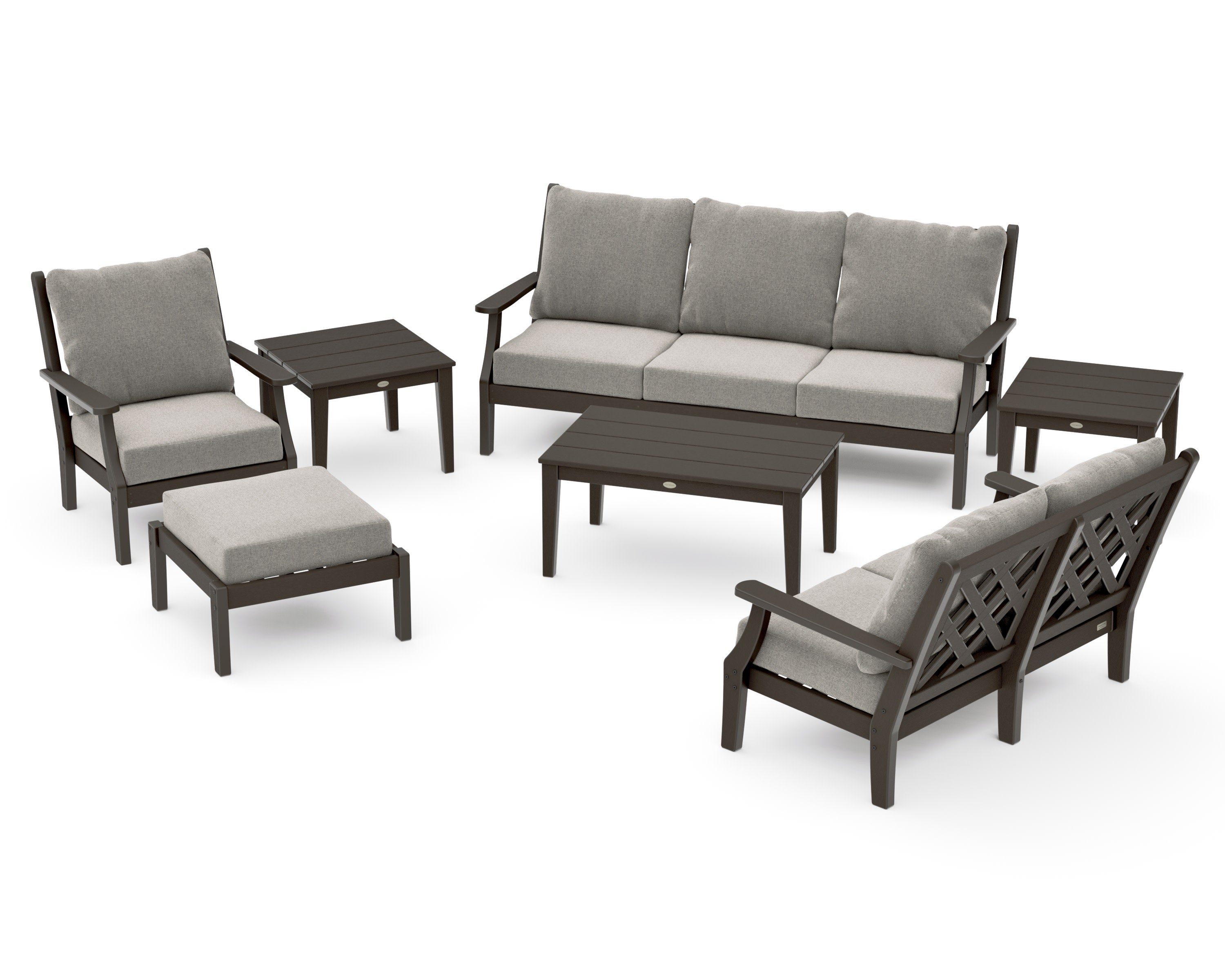 Wovendale 7-Piece Deep Seating Set in Vintage Coffee / Weathered Tweed