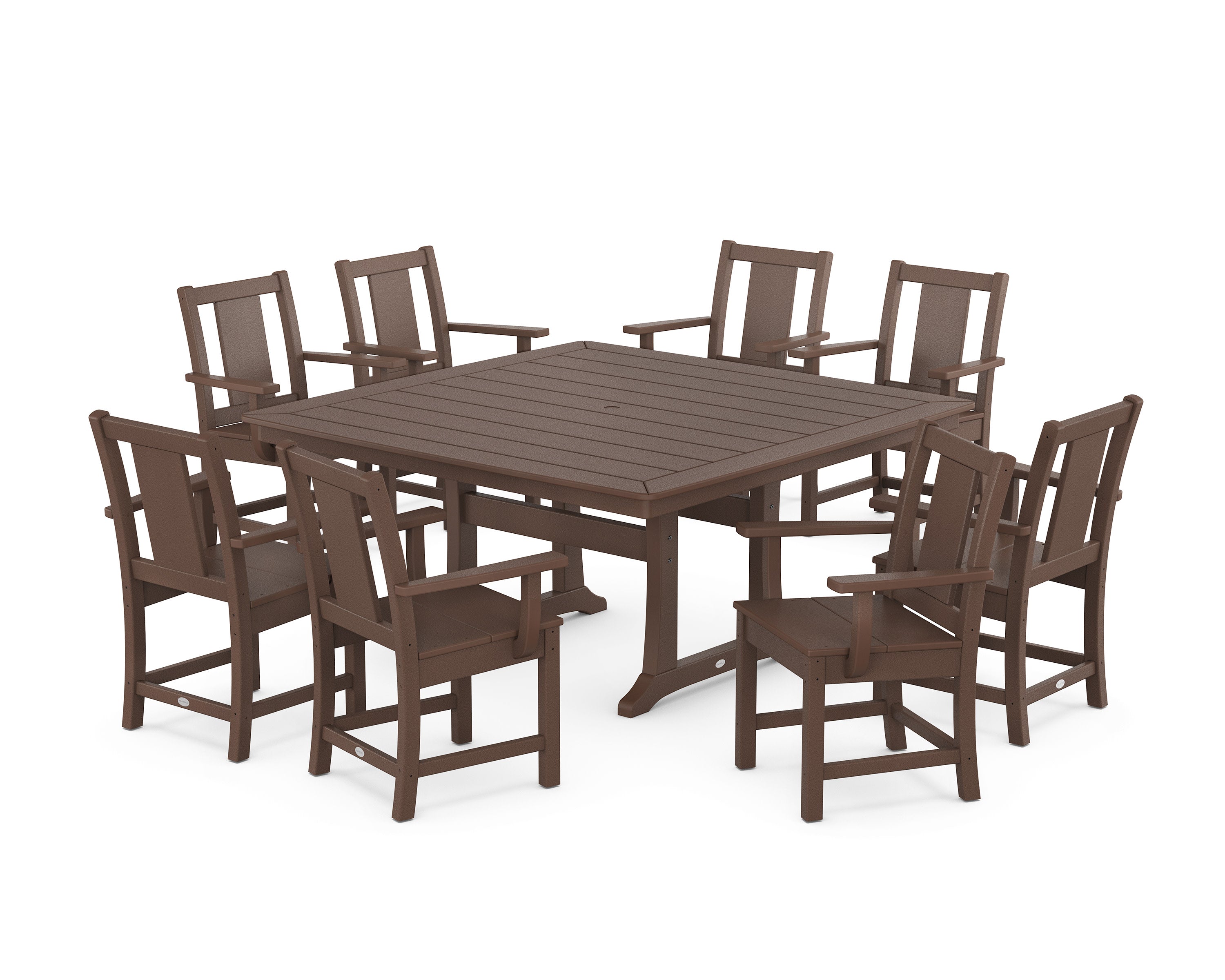 Prairie 9-Piece Square Dining Set with Trestle Legs in Mahogany