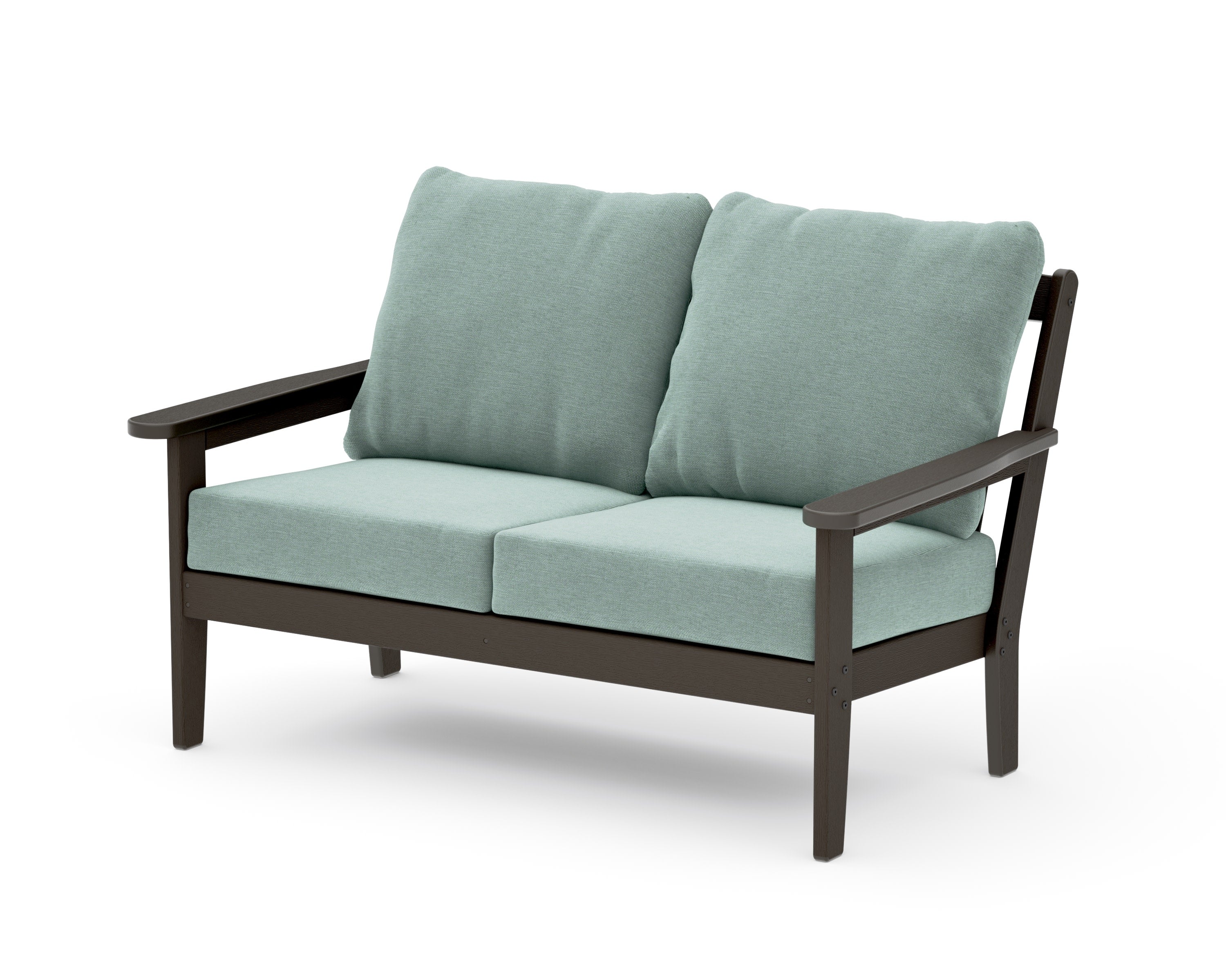 Cottage Deep Seating Loveseat in Vintage Coffee / Glacier Spa