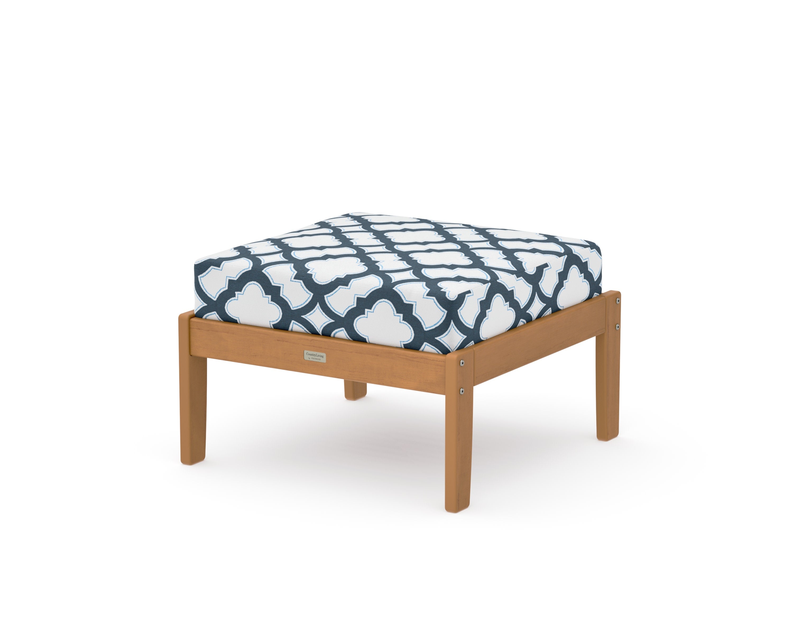 Cottage Deep Seating Ottoman in Natural / Trellis Marine Indigo