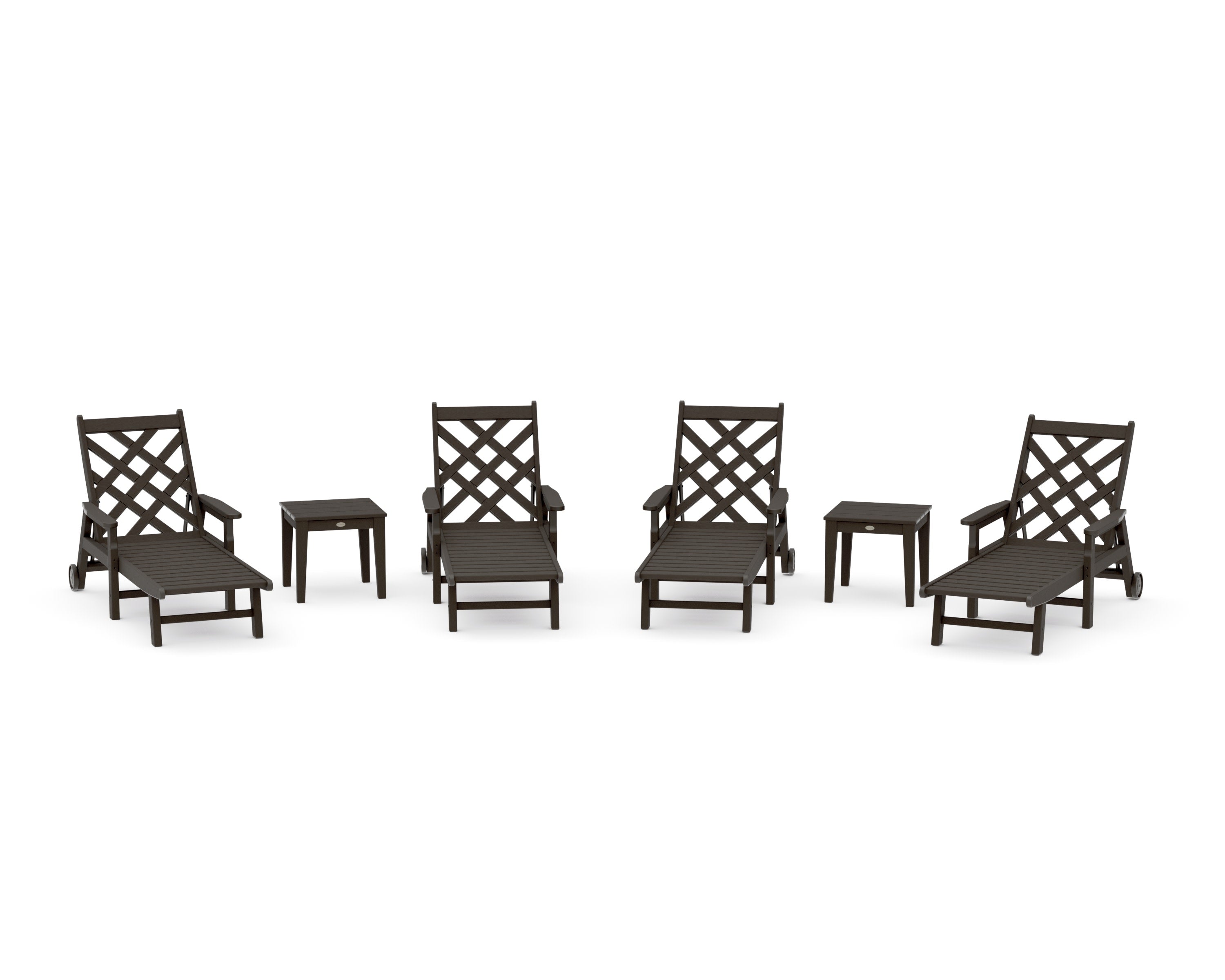 Wovendale 6-Piece Chaise Set with Arms and Wheels in Vintage Coffee