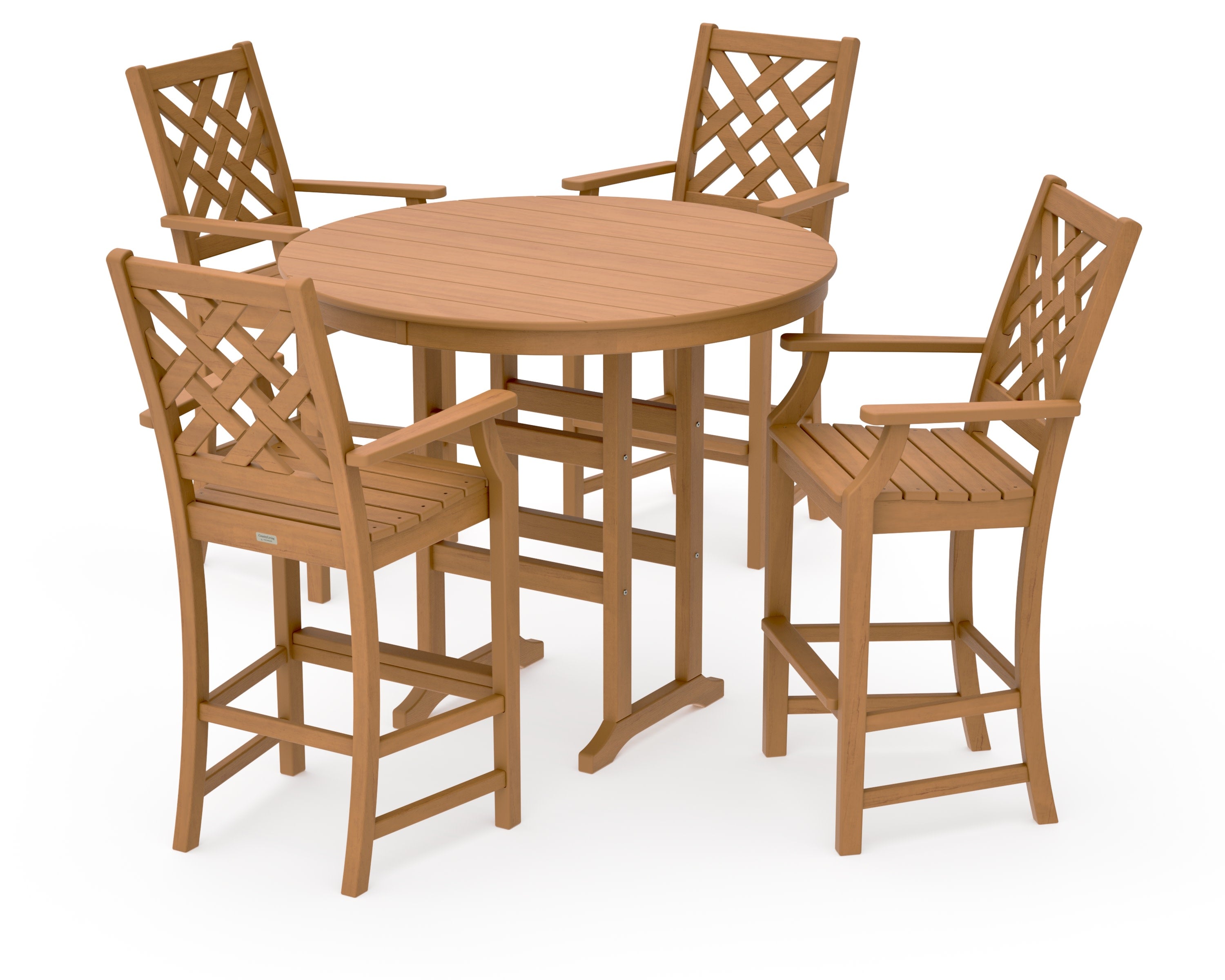 Wovendale 5-Piece Round Farmhouse Bar Set in Natural