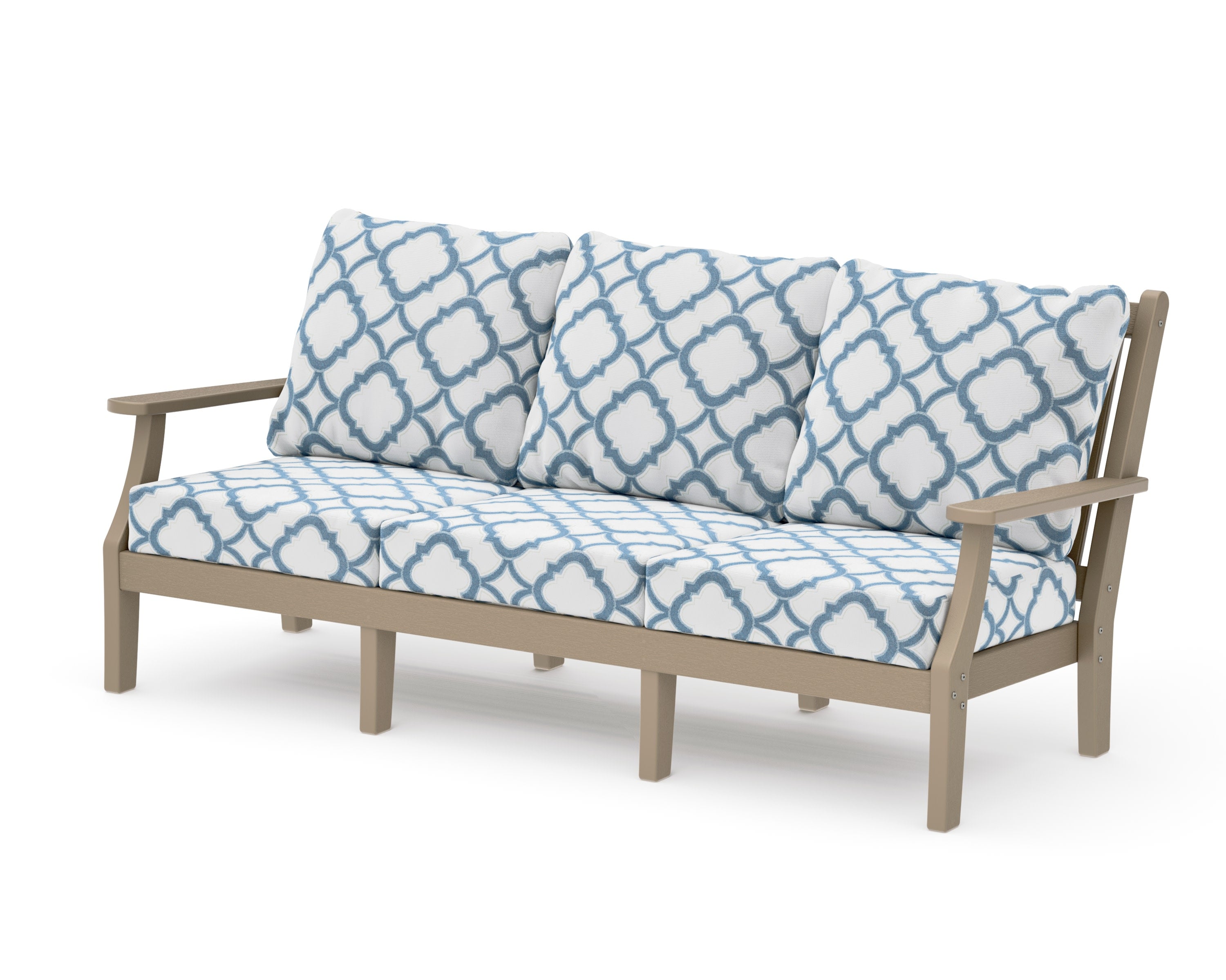Wovendale Deep Seating Sofa in Vintage Sahara / Trellis Sky Blue