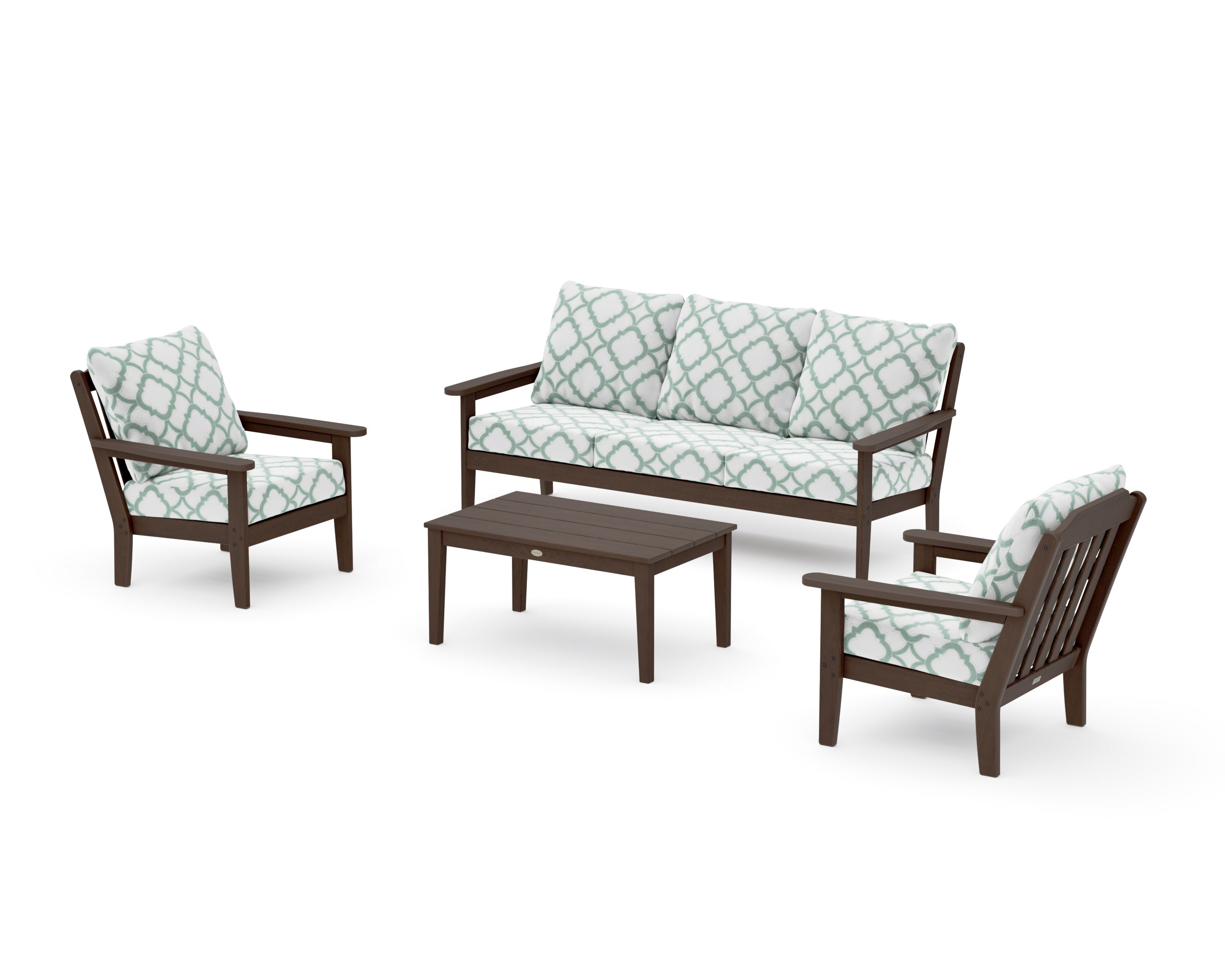 Cottage 4-Piece Deep Seating Set with Sofa in Kona / Trellis Glacier Spa