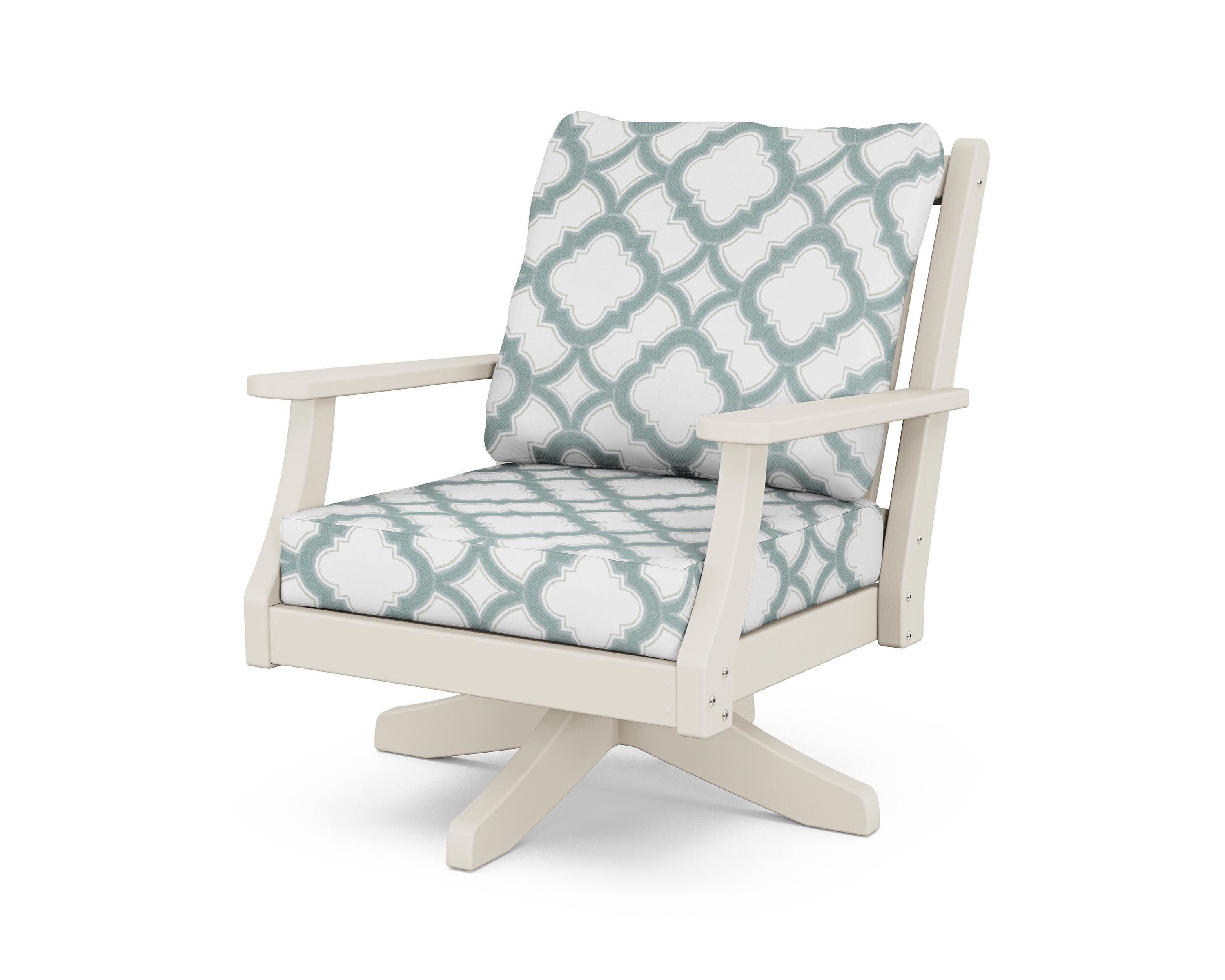 Wovendale Deep Seating Swivel Chair in Sand / Trellis Glacier Spa