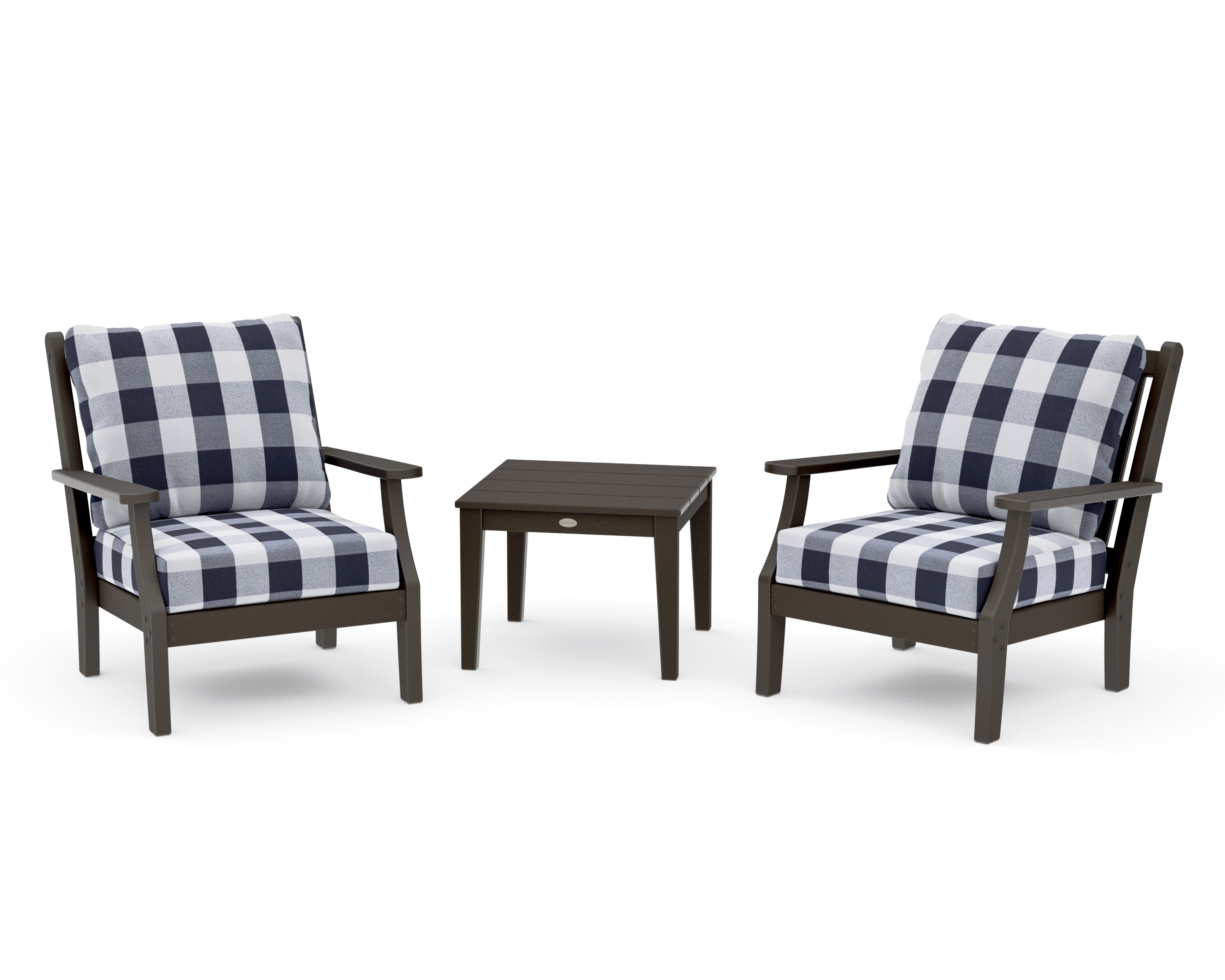 Wovendale 3-Piece Deep Seating Set in Vintage Coffee / Buffalo Plaid Navy