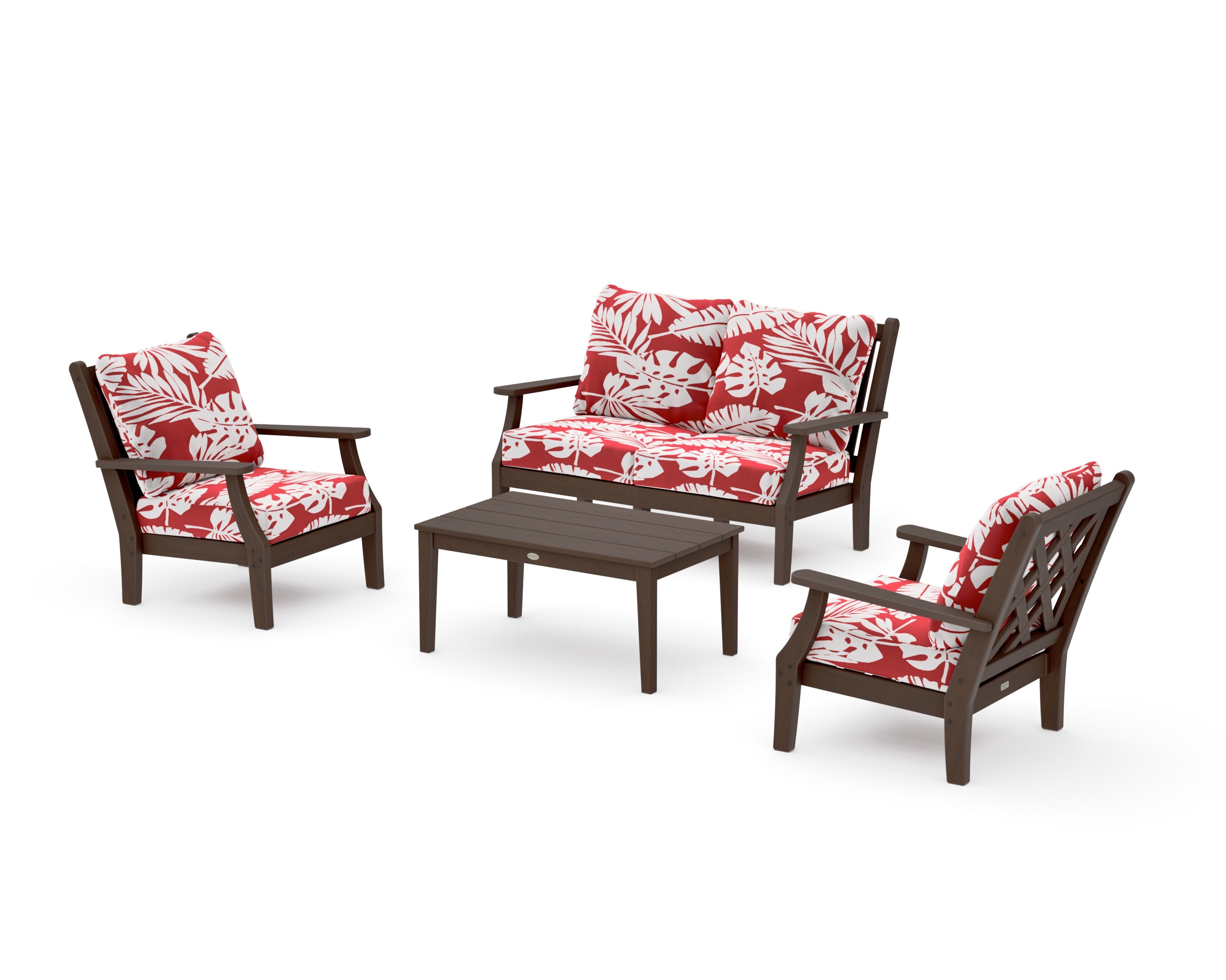 Wovendale 4-Piece Deep Seating Set with Loveseat in Kona / Leaf Crimson