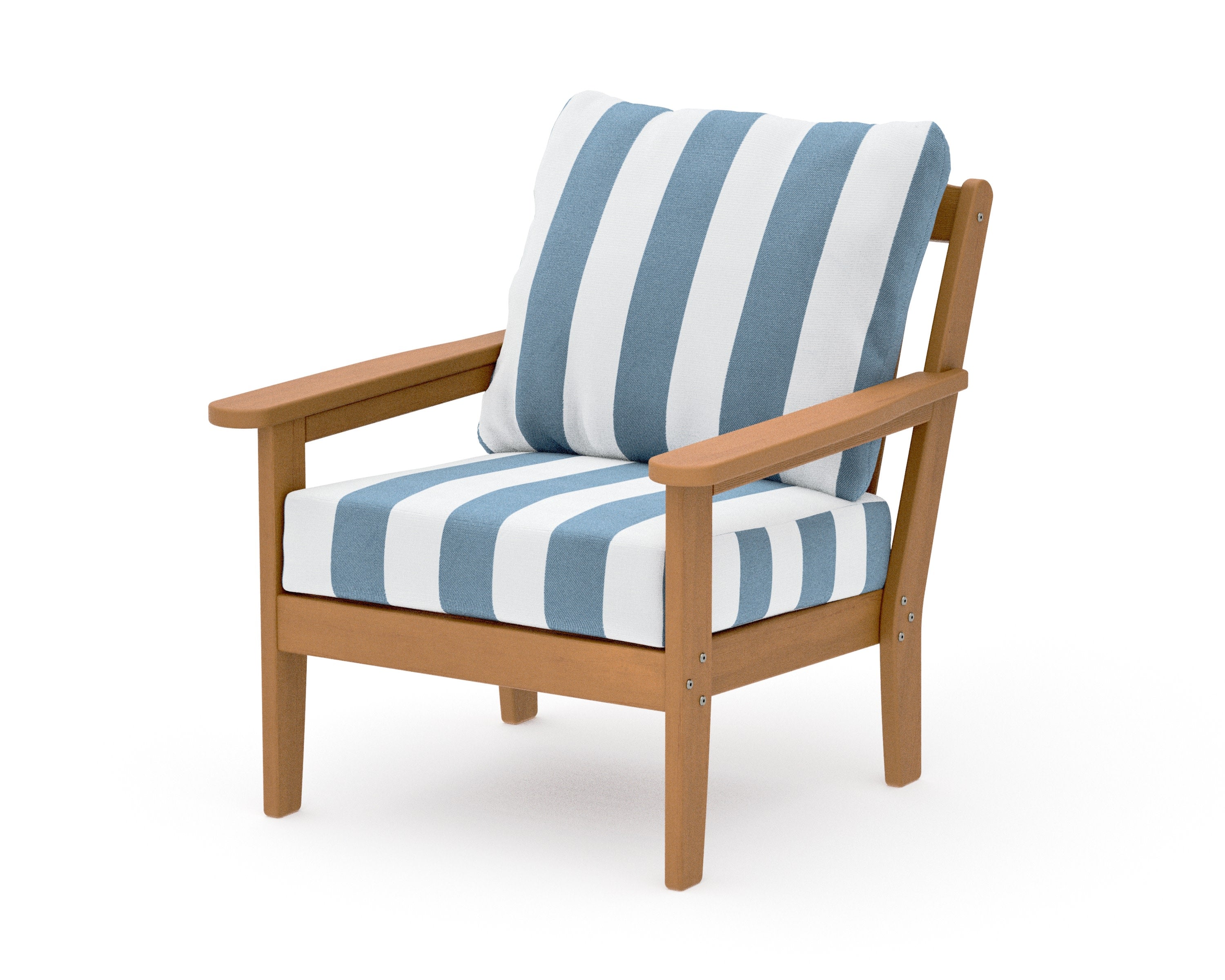 Cottage Deep Seating Chair in Natural / Cabana Stripe Sky Blue