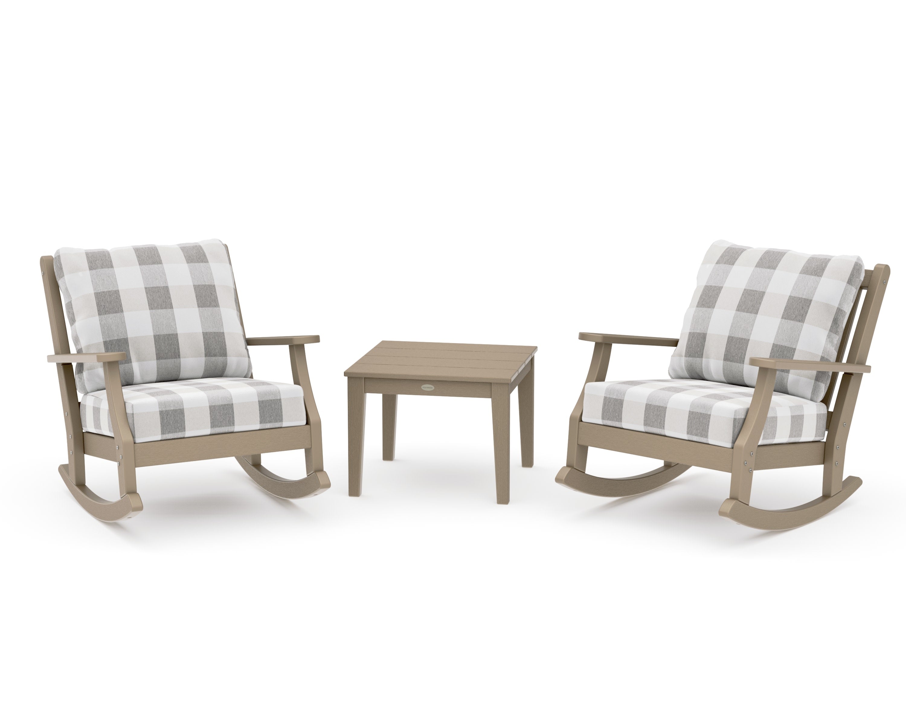 Wovendale 3-Piece Deep Seating Rocker Set in Vintage Sahara / Buffalo Plaid Grey Mist