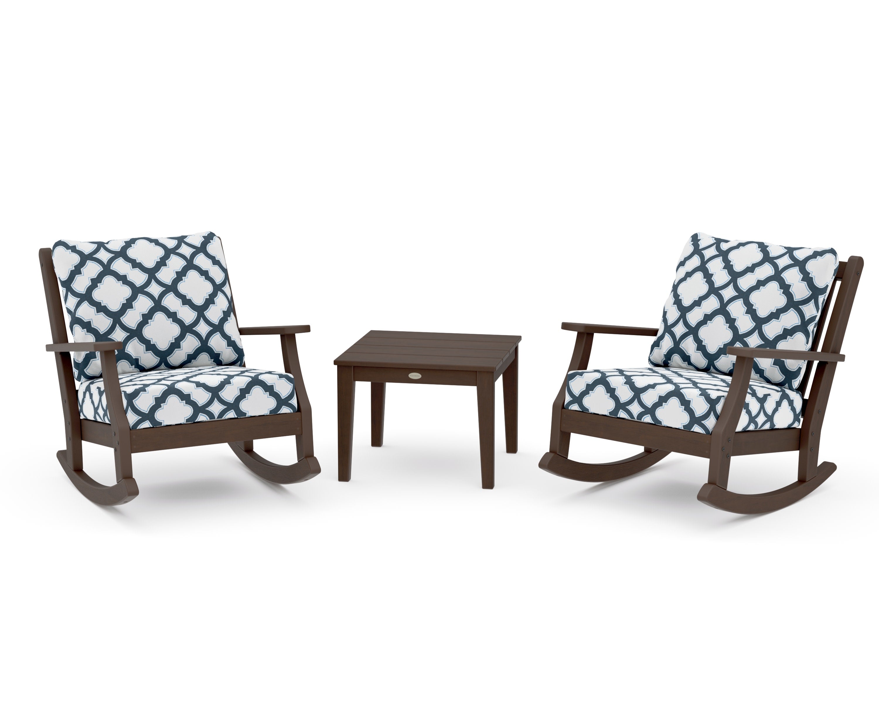 Wovendale 3-Piece Deep Seating Rocker Set in Kona / Trellis Marine Indigo