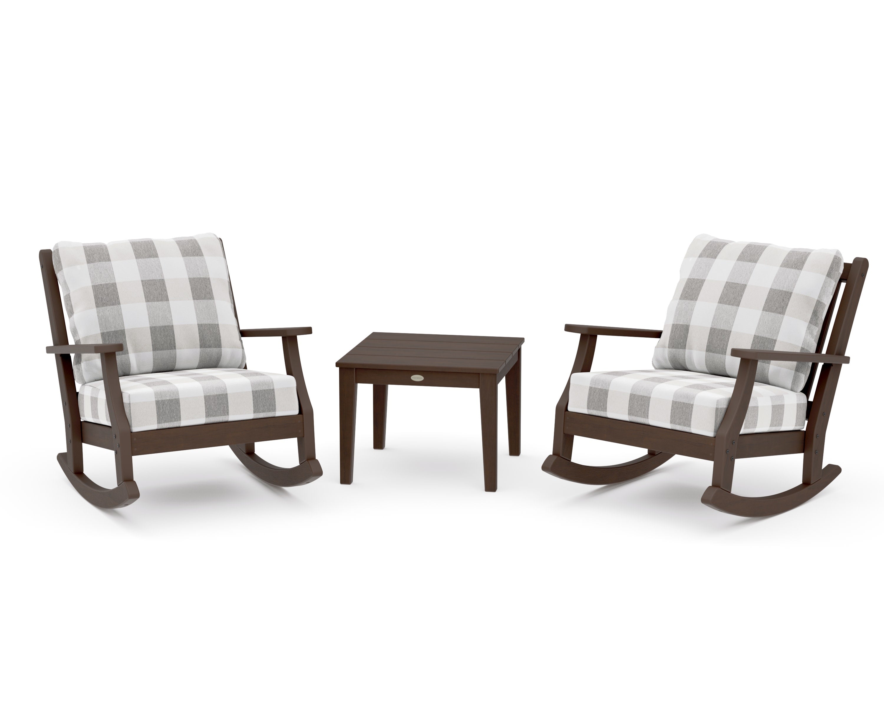 Wovendale 3-Piece Deep Seating Rocker Set in Kona / Buffalo Plaid Grey Mist