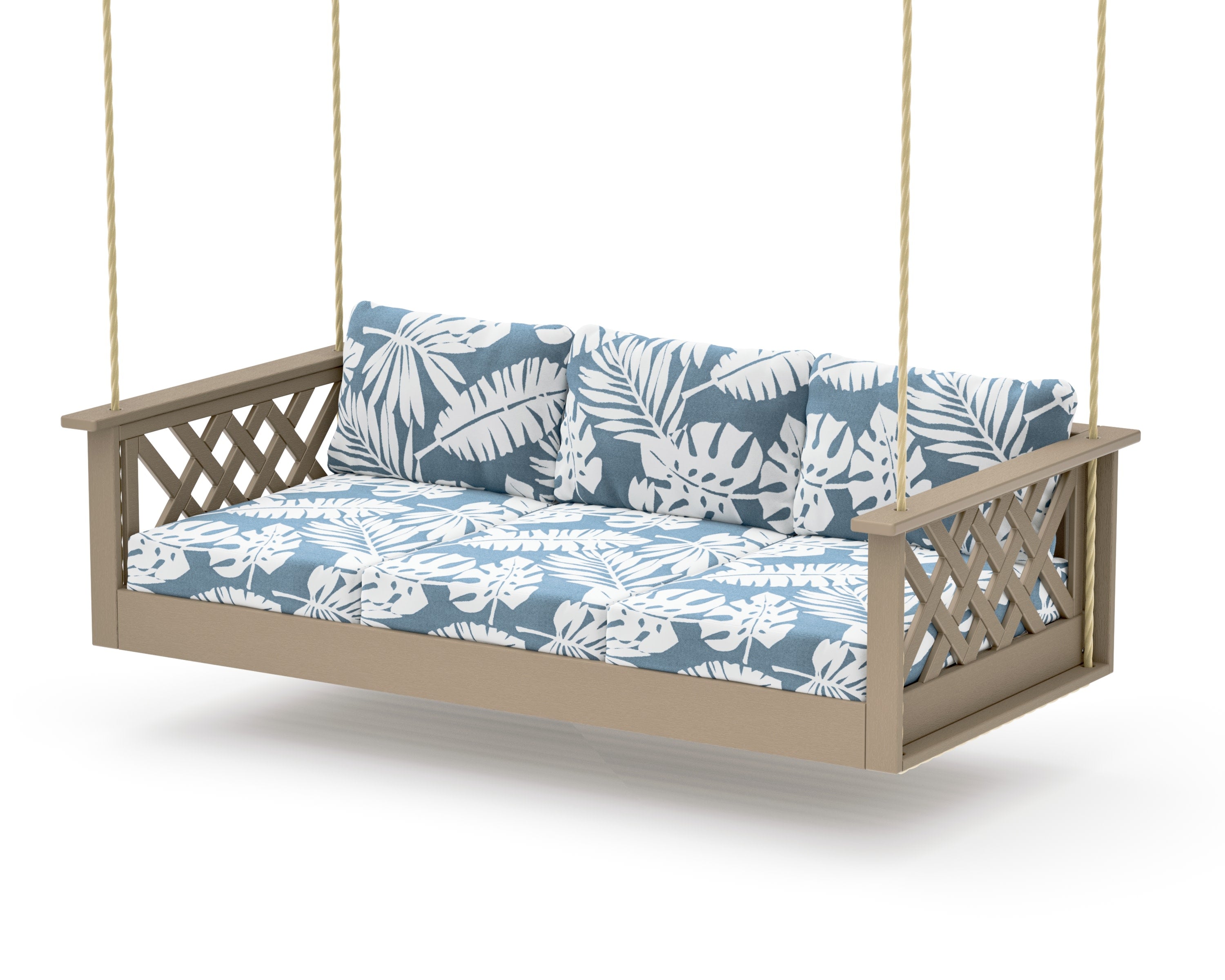 Wovendale Daybed Swing in Vintage Sahara / Leaf Sky Blue