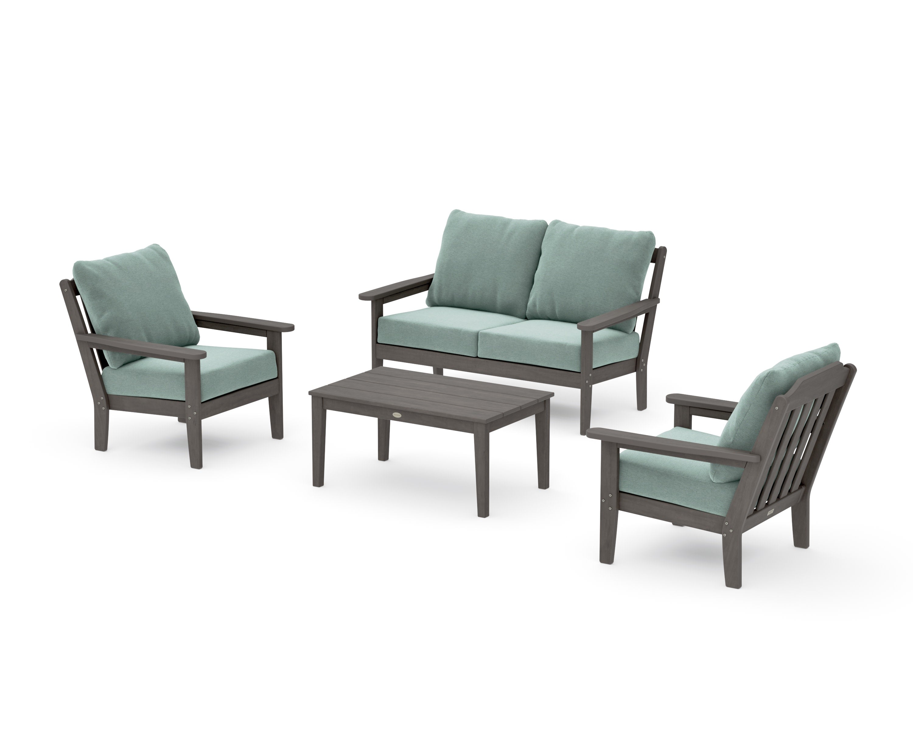 Cottage 4-Piece Deep Seating Set with Loveseat in Driftwood / Glacier Spa