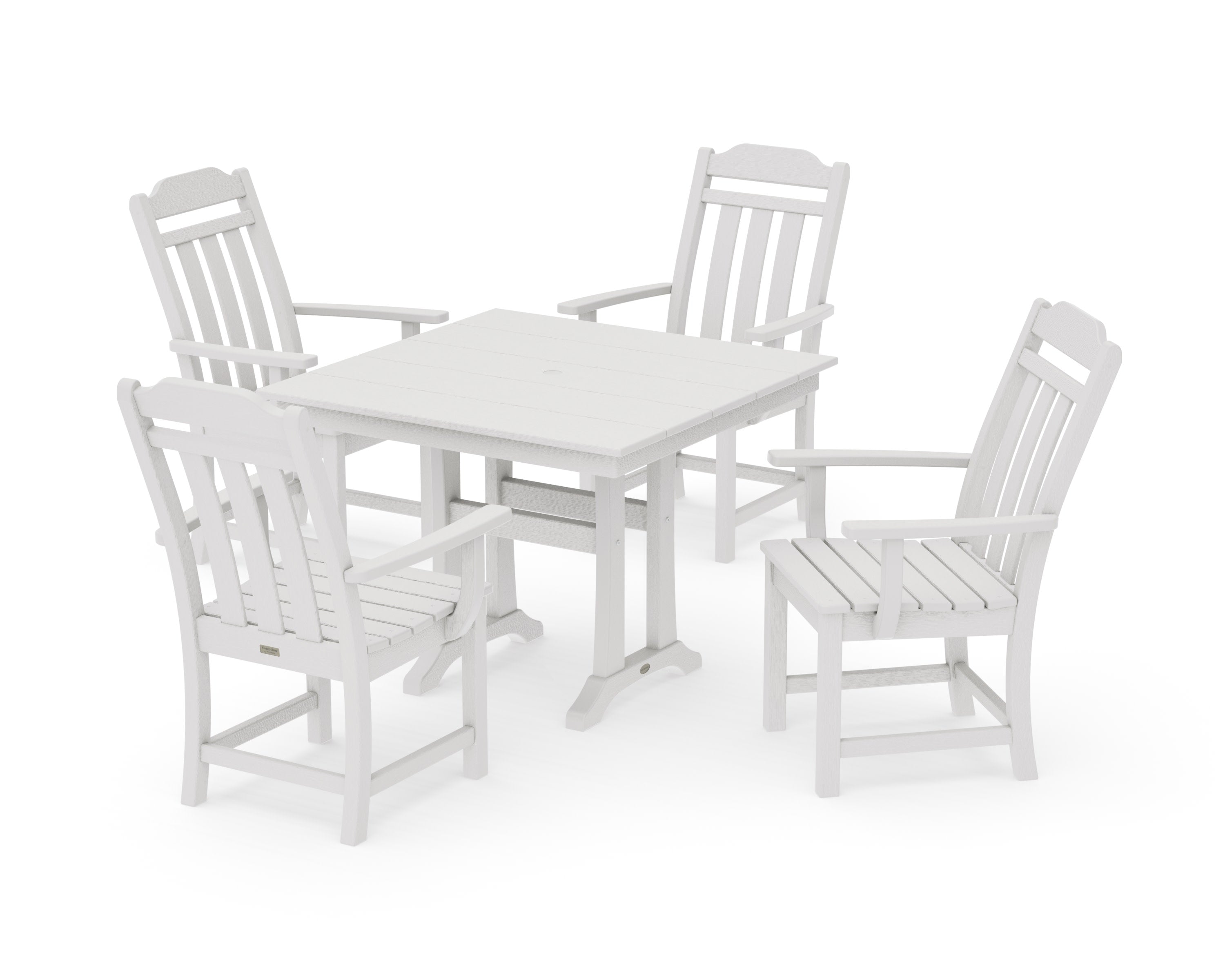 Cottage 5-Piece Farmhouse Dining Set with Trestle Legs in Vintage White