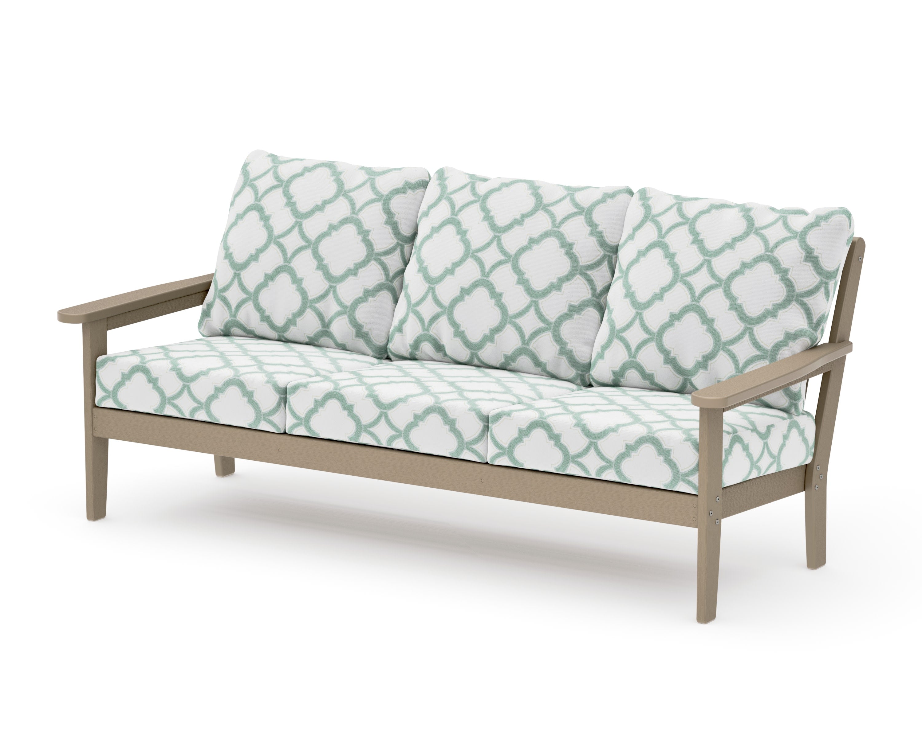 Cottage Deep Seating Sofa in Vintage Sahara / Trellis Glacier Spa