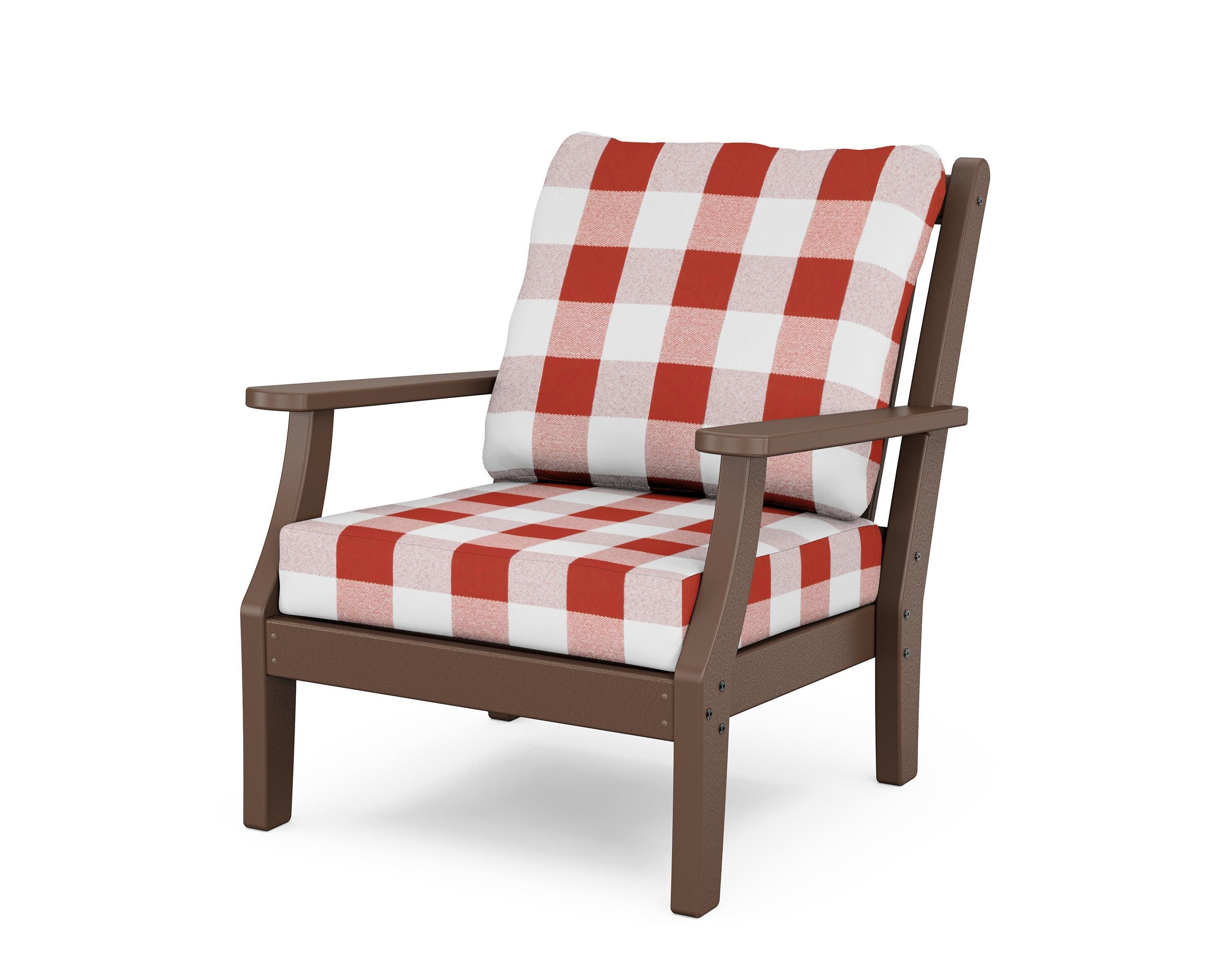 Wovendale Deep Seating Chair in Mahogany / Buffalo Plaid Crimson
