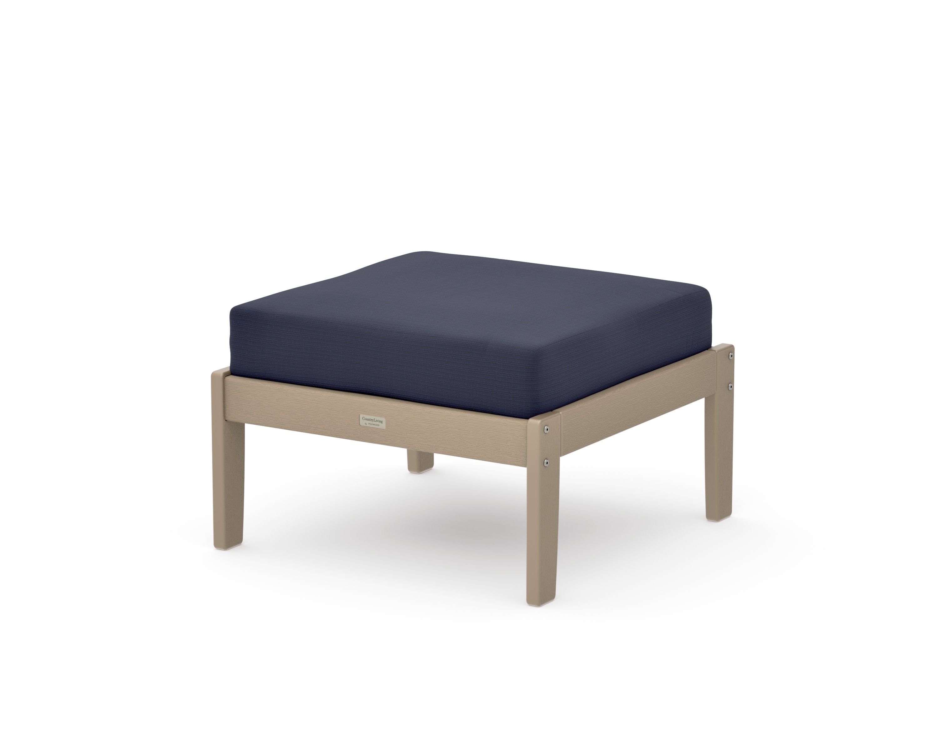 Cottage Deep Seating Ottoman in Vintage Sahara / Navy Linen