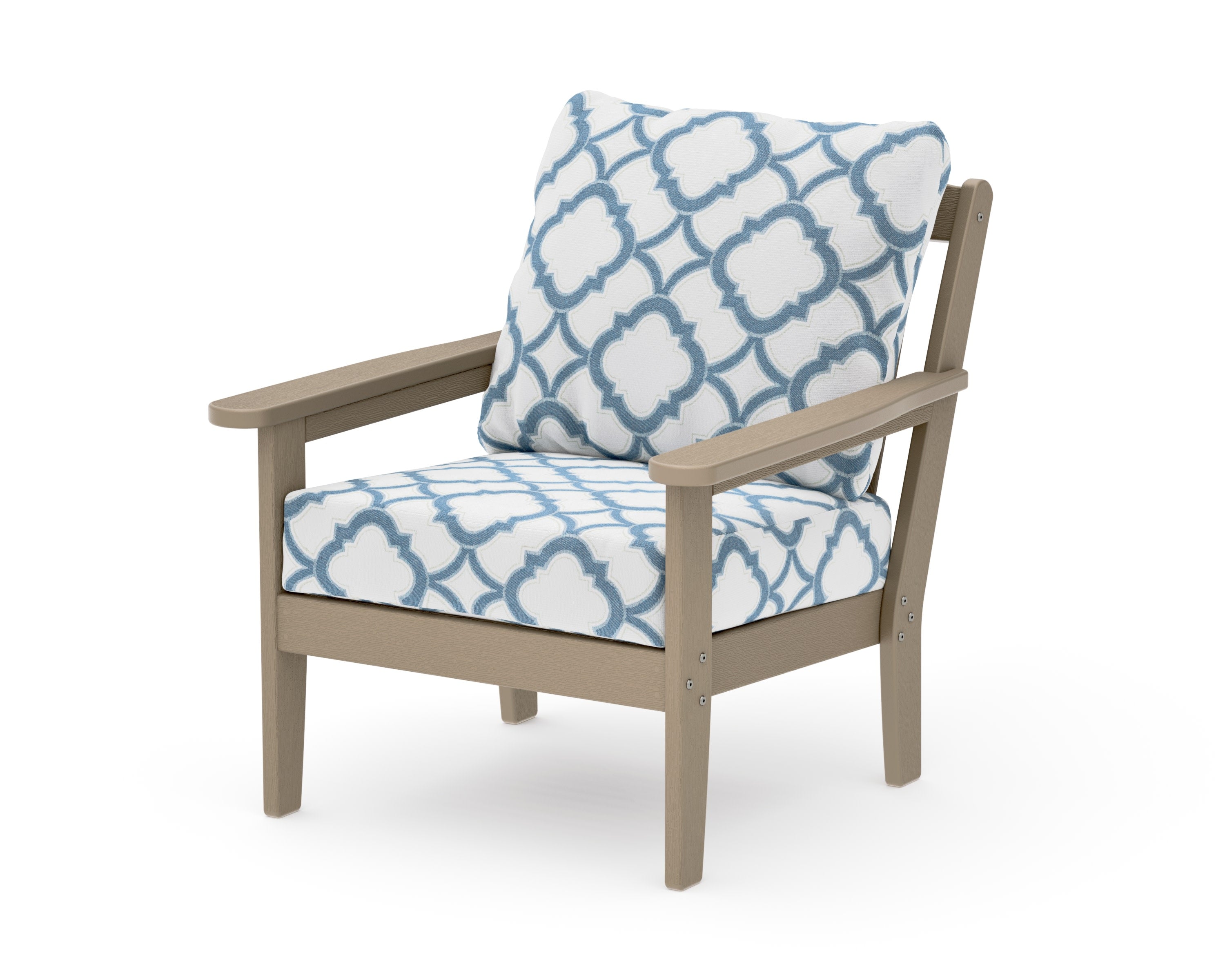 Cottage Deep Seating Chair in Vintage Sahara / Trellis Sky Blue