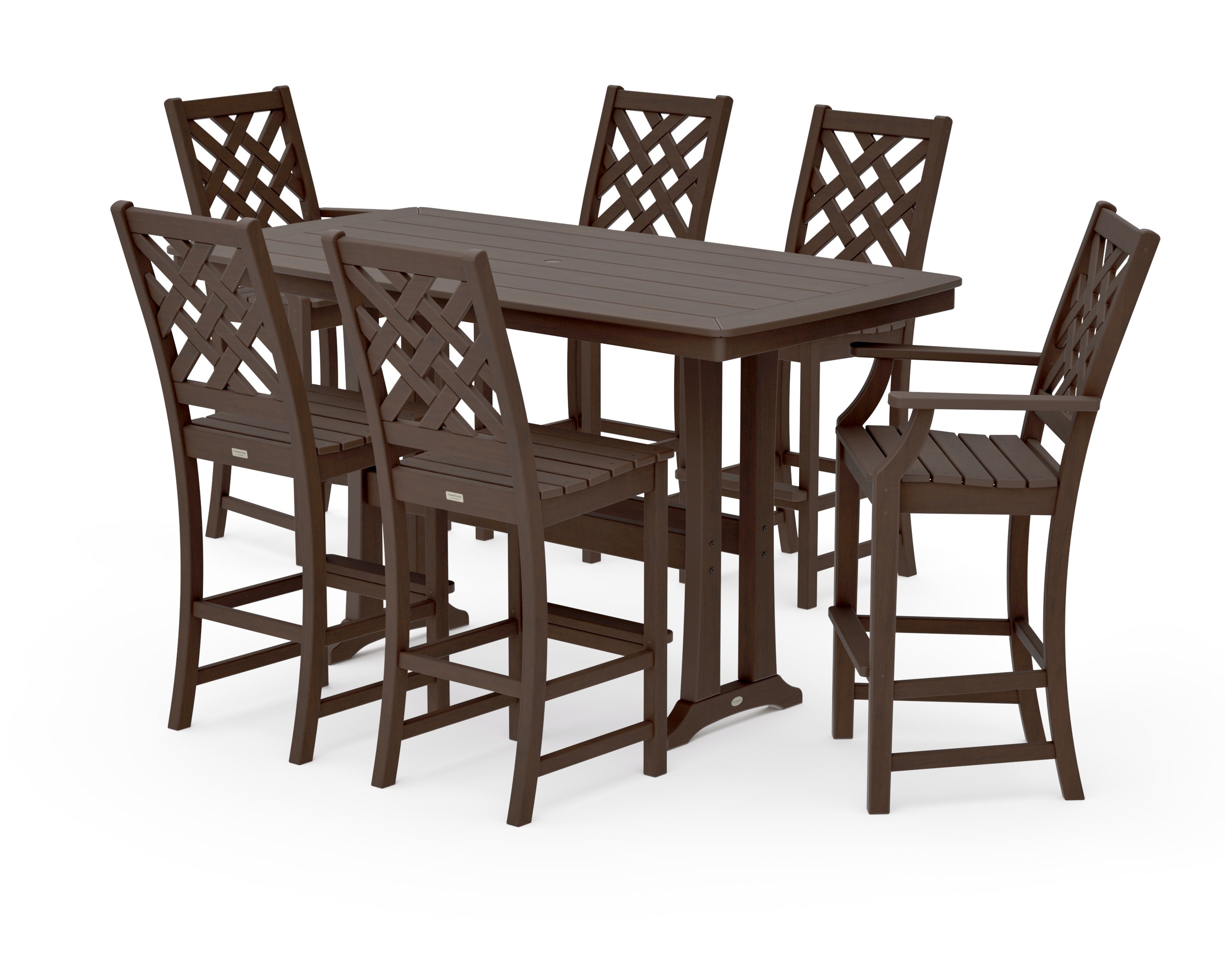 Wovendale 7-Piece Bar Set with Trestle Legs in Kona