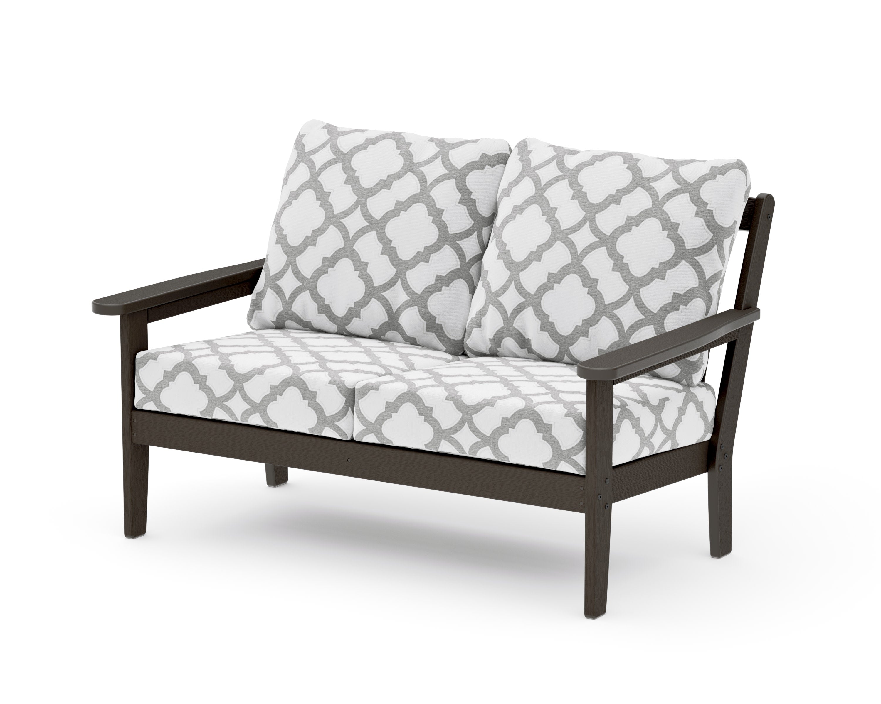 Cottage Deep Seating Loveseat in Vintage Coffee / Trellis Grey Mist