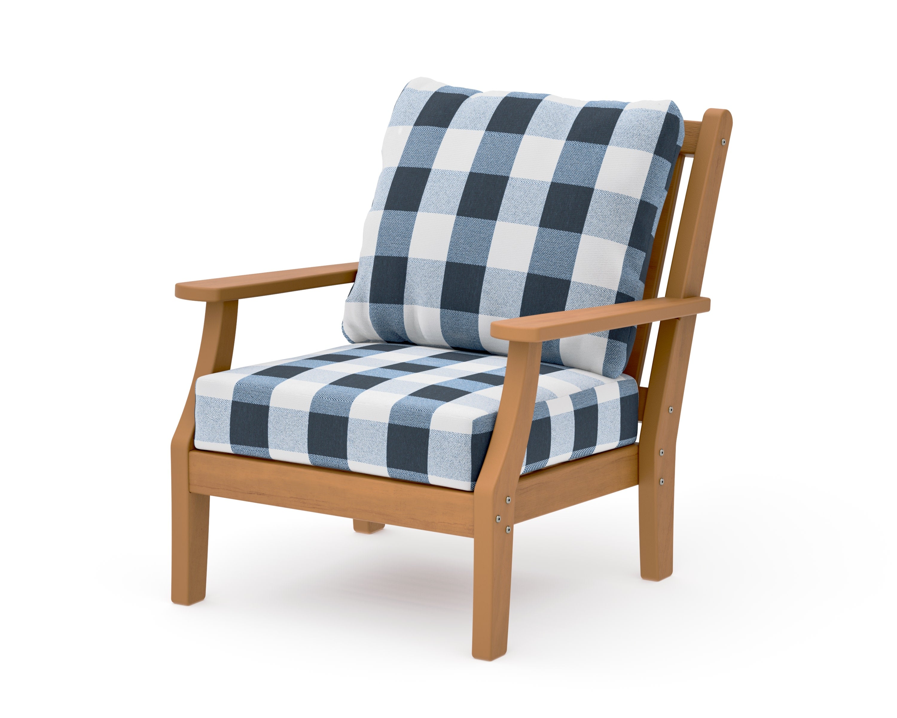Wovendale Deep Seating Chair in Natural / Buffalo Plaid Marine Indigo