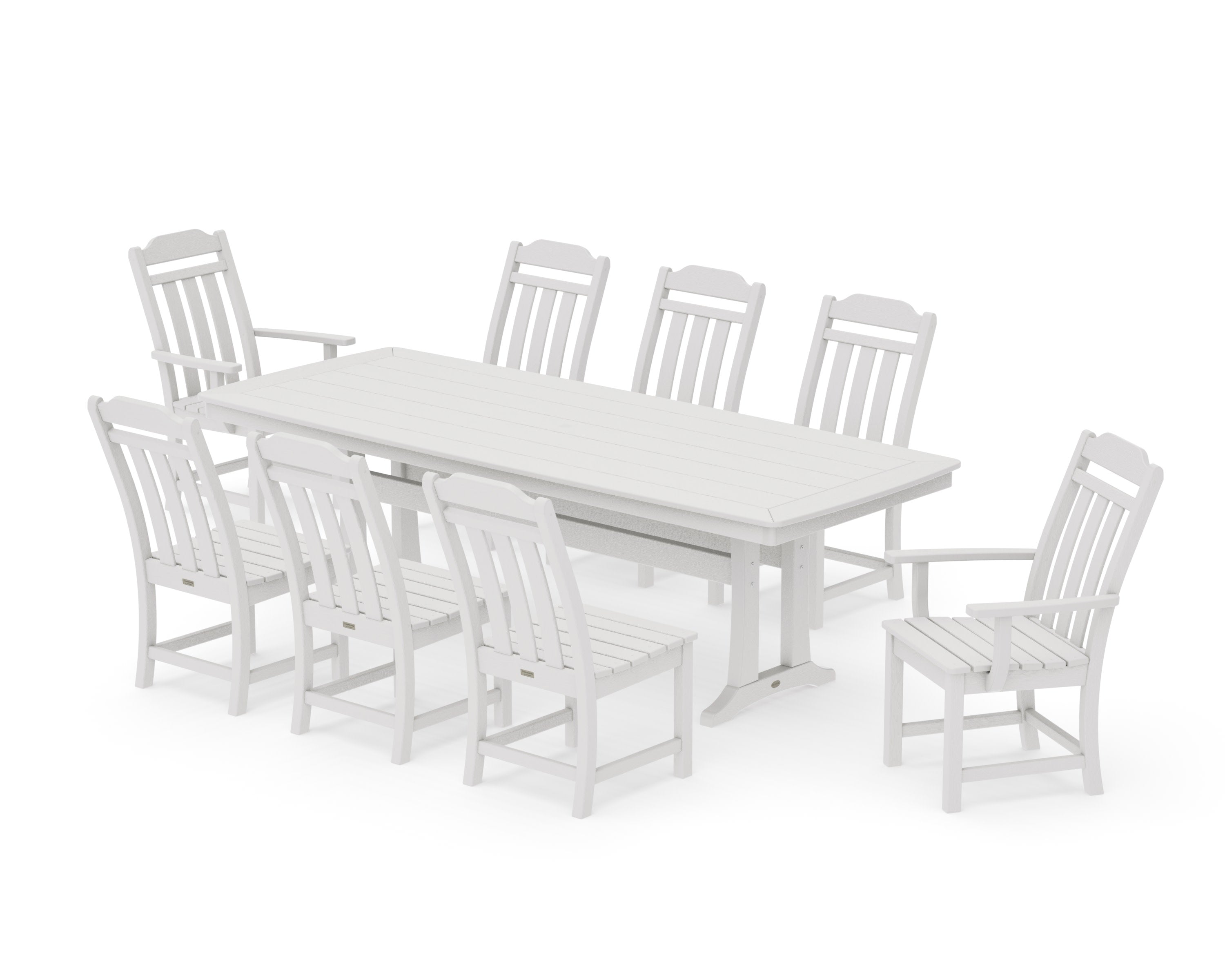 Cottage 9-Piece Dining Set with Trestle Legs in Vintage White