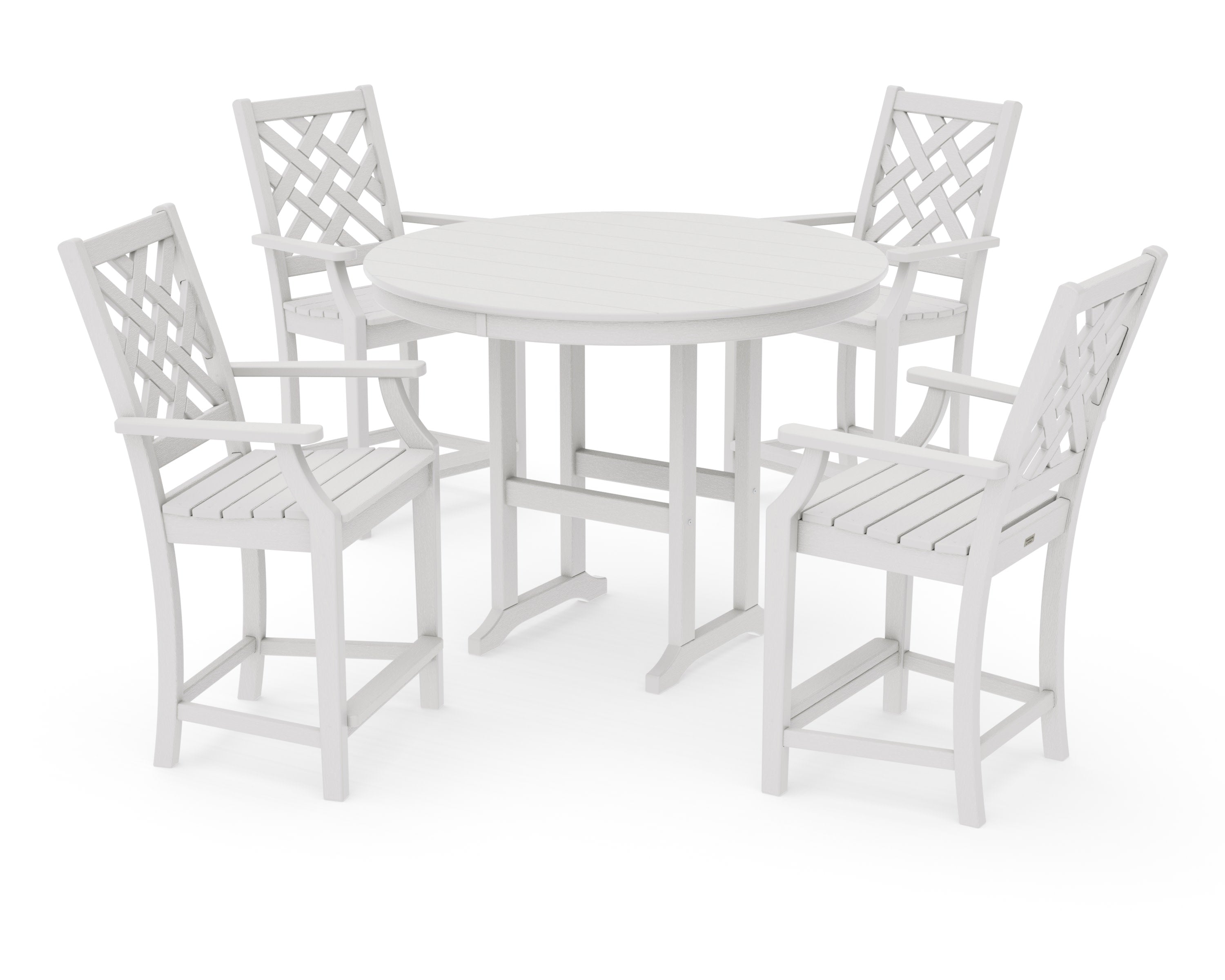 Wovendale 5-Piece Round Farmhouse Counter Set in Vintage White