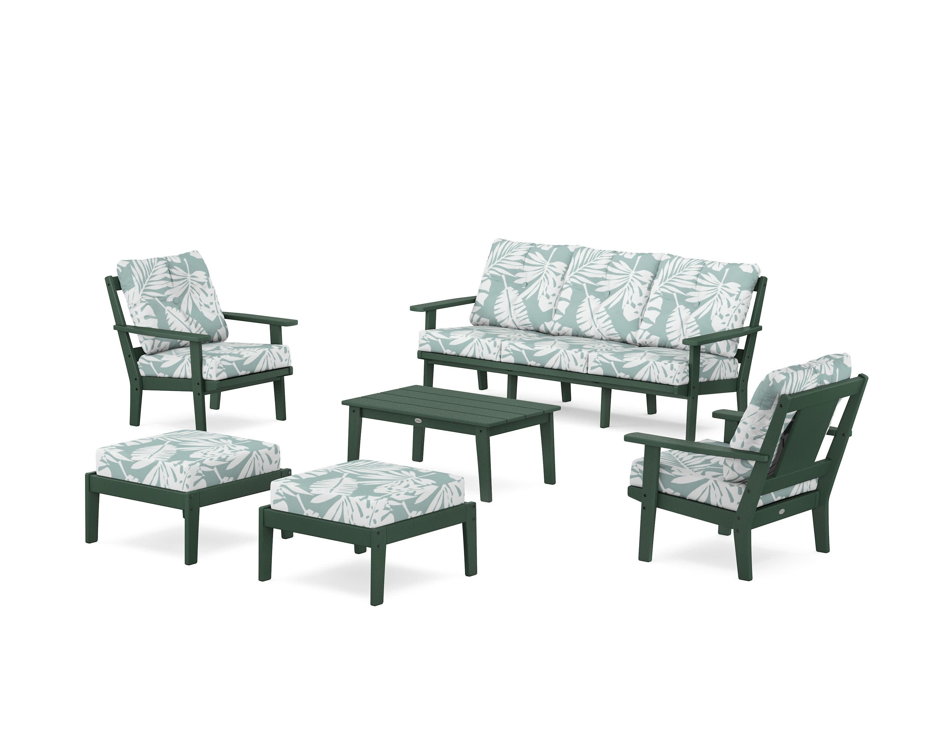 Prairie 6-Piece Lounge Sofa Set in Green / Leaf Glacier Spa