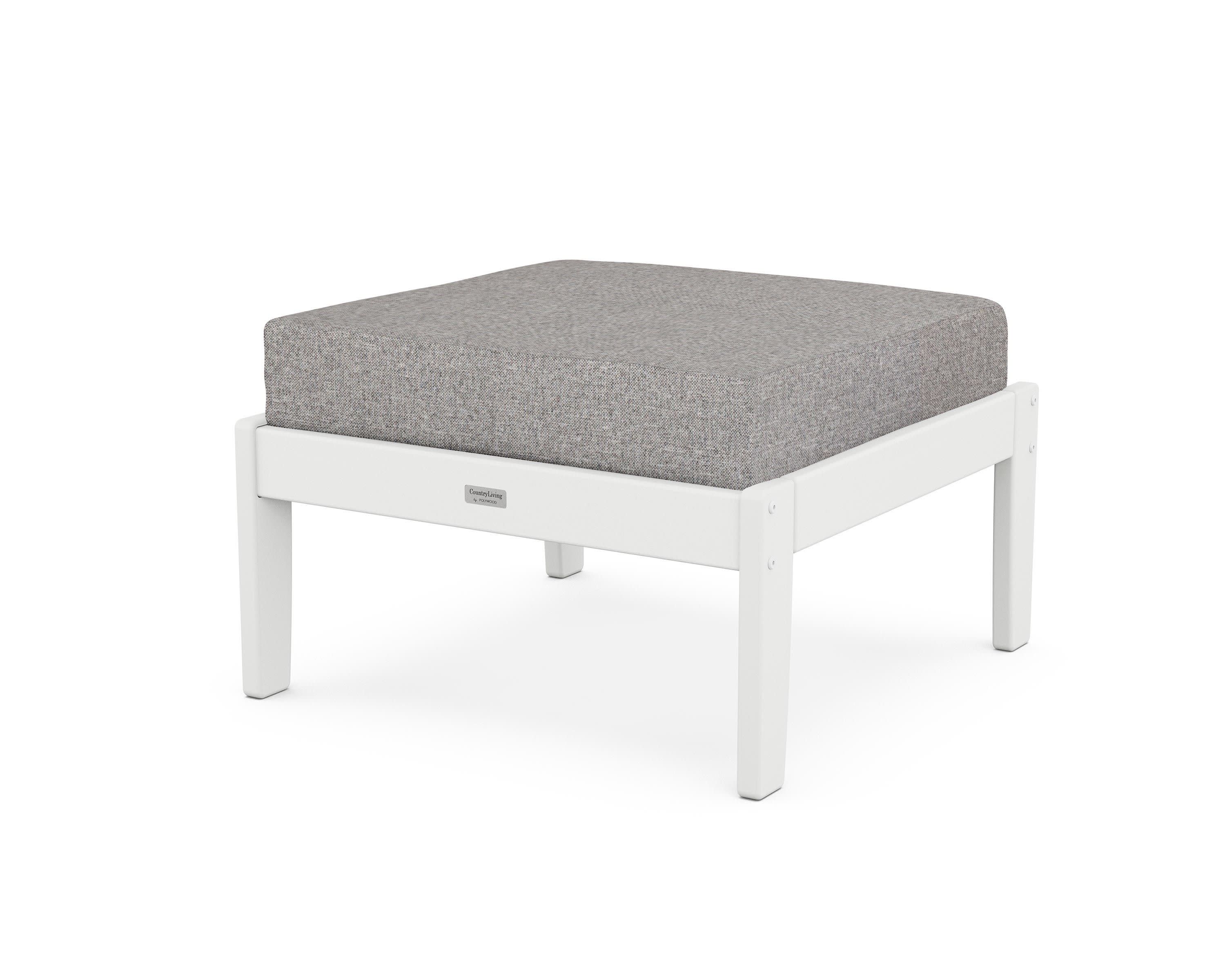 Cottage Deep Seating Ottoman in White / Grey Mist