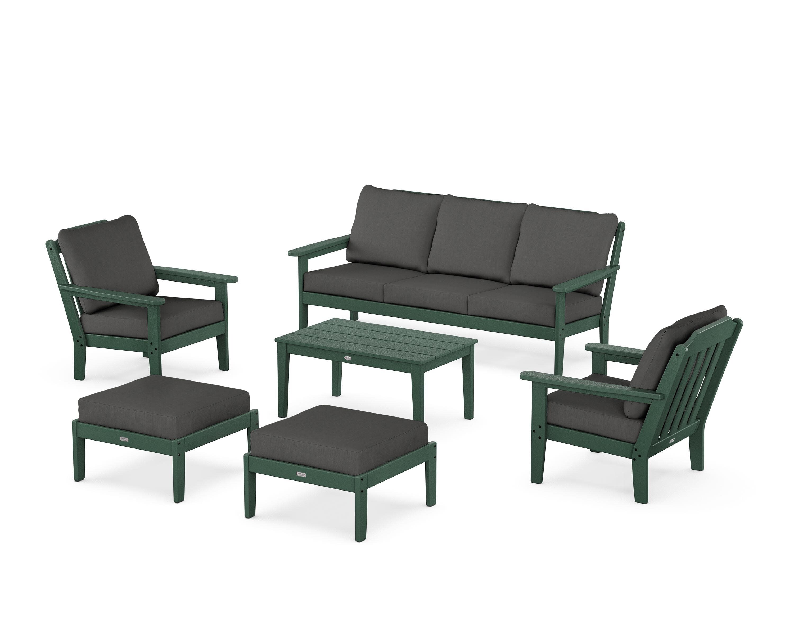 Cottage 6-Piece Lounge Sofa Set in Green / Spectrum Carbon