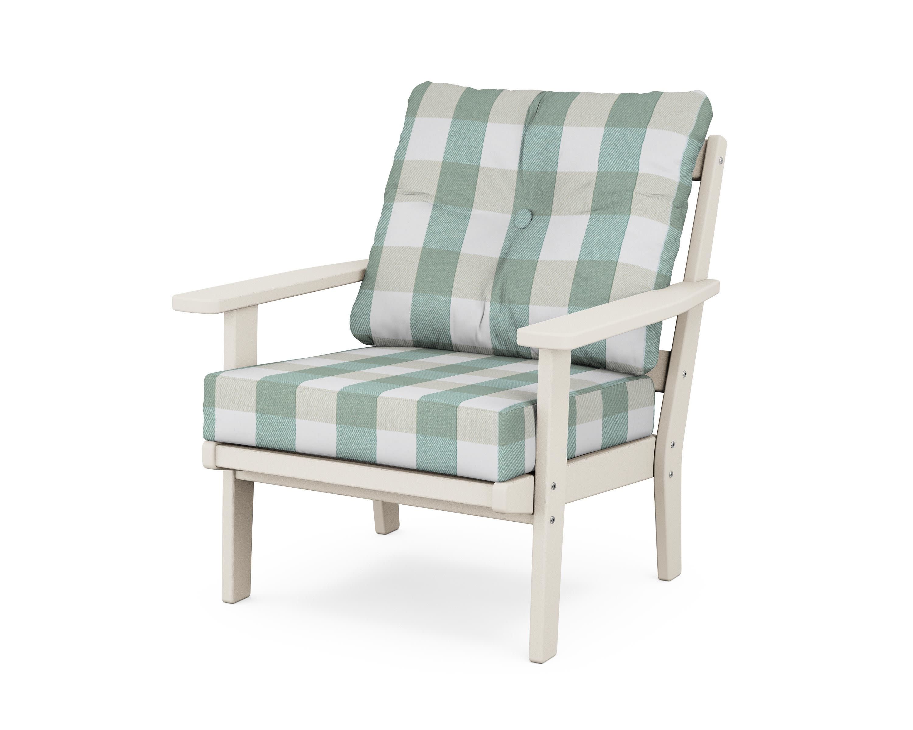 Prairie Deep Seating Chair in Sand / Buffalo Plaid Glacier Spa