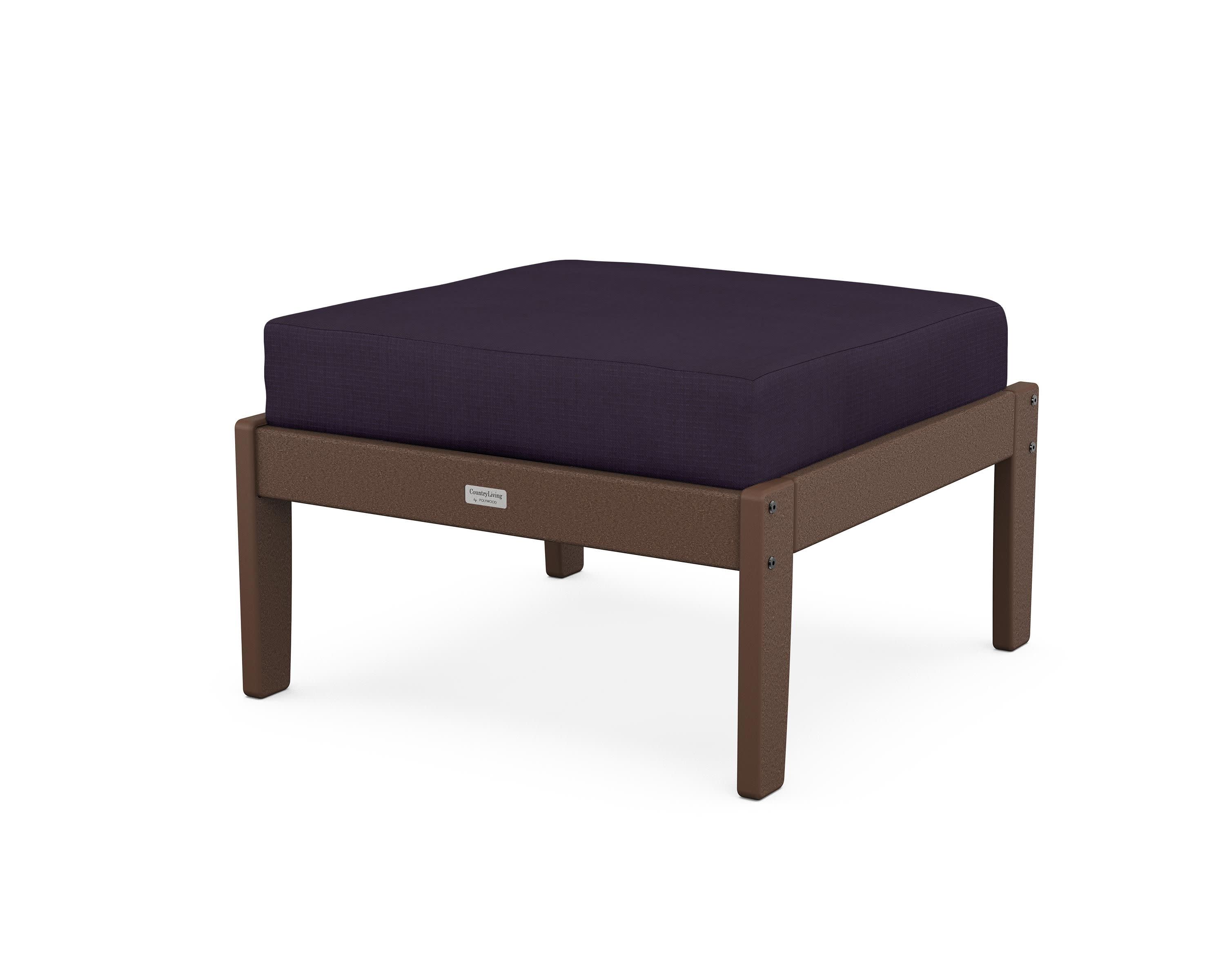 Cottage Deep Seating Ottoman in Mahogany / Navy Linen