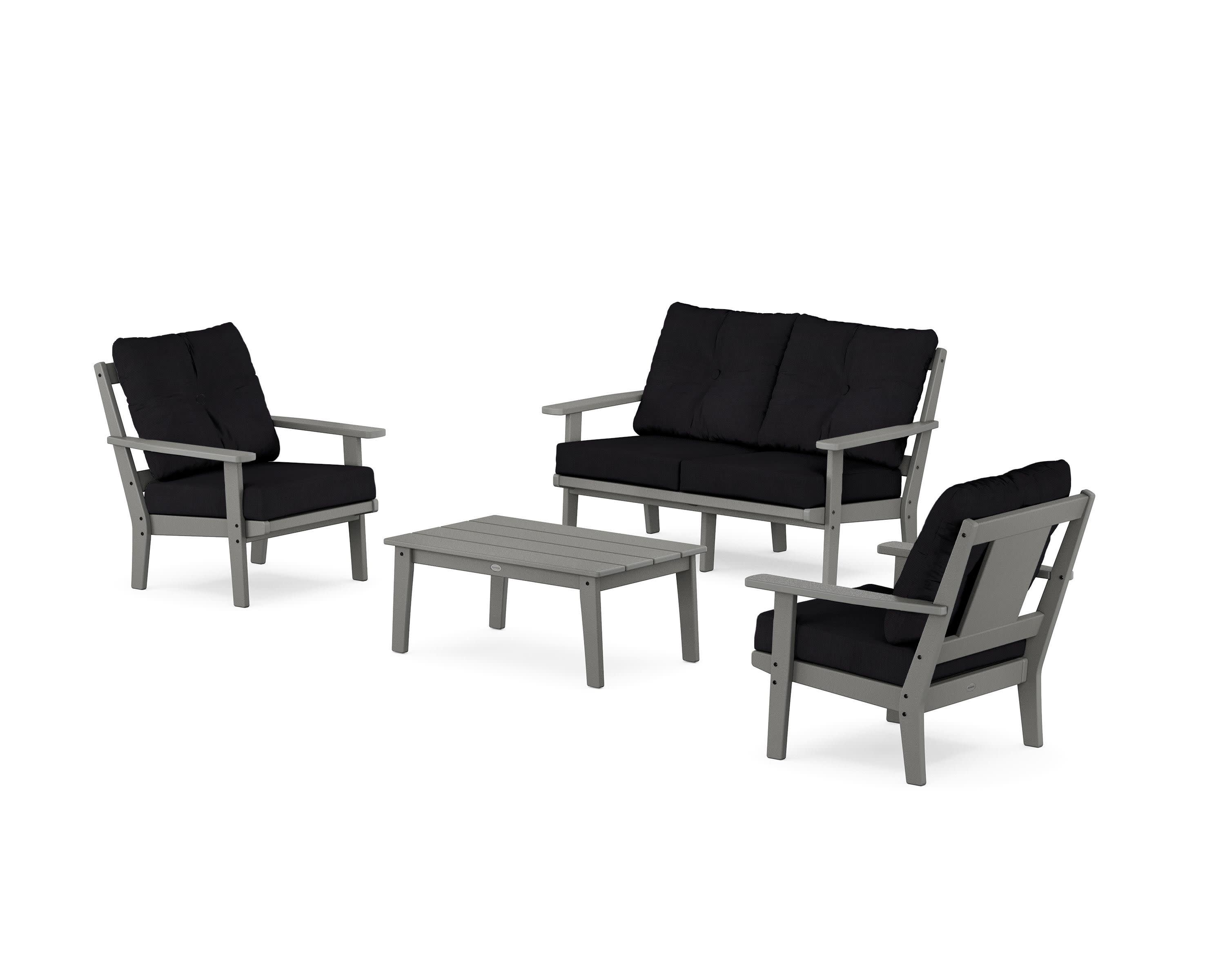 Prairie 4-Piece Deep Seating Set with Loveseat in Slate Grey / Midnight Linen
