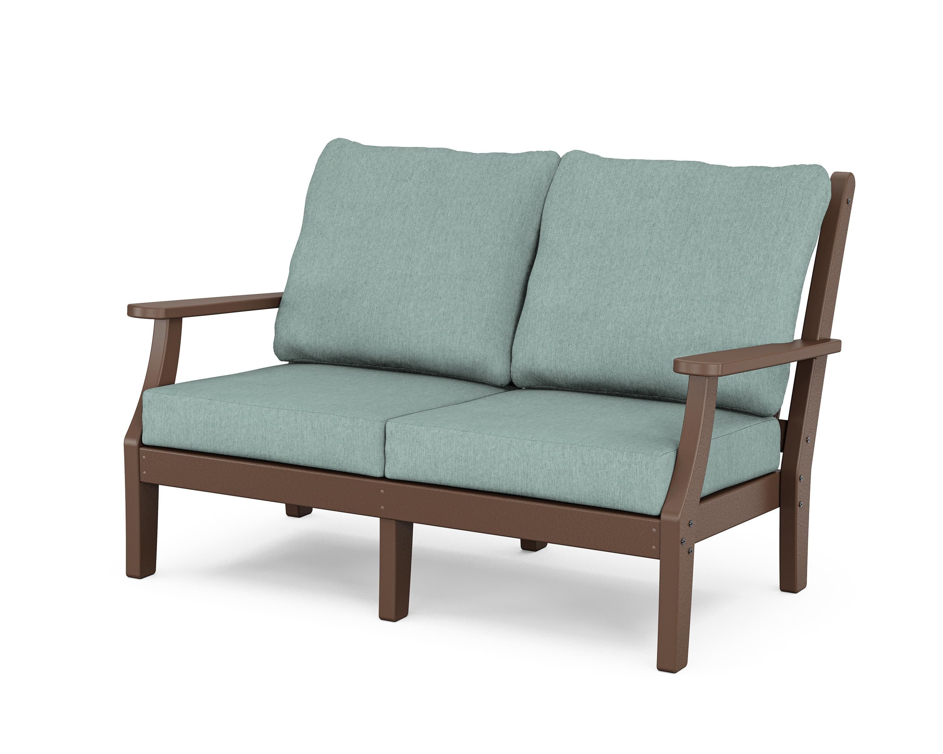 Wovendale Deep Seating Loveseat in Mahogany / Glacier Spa