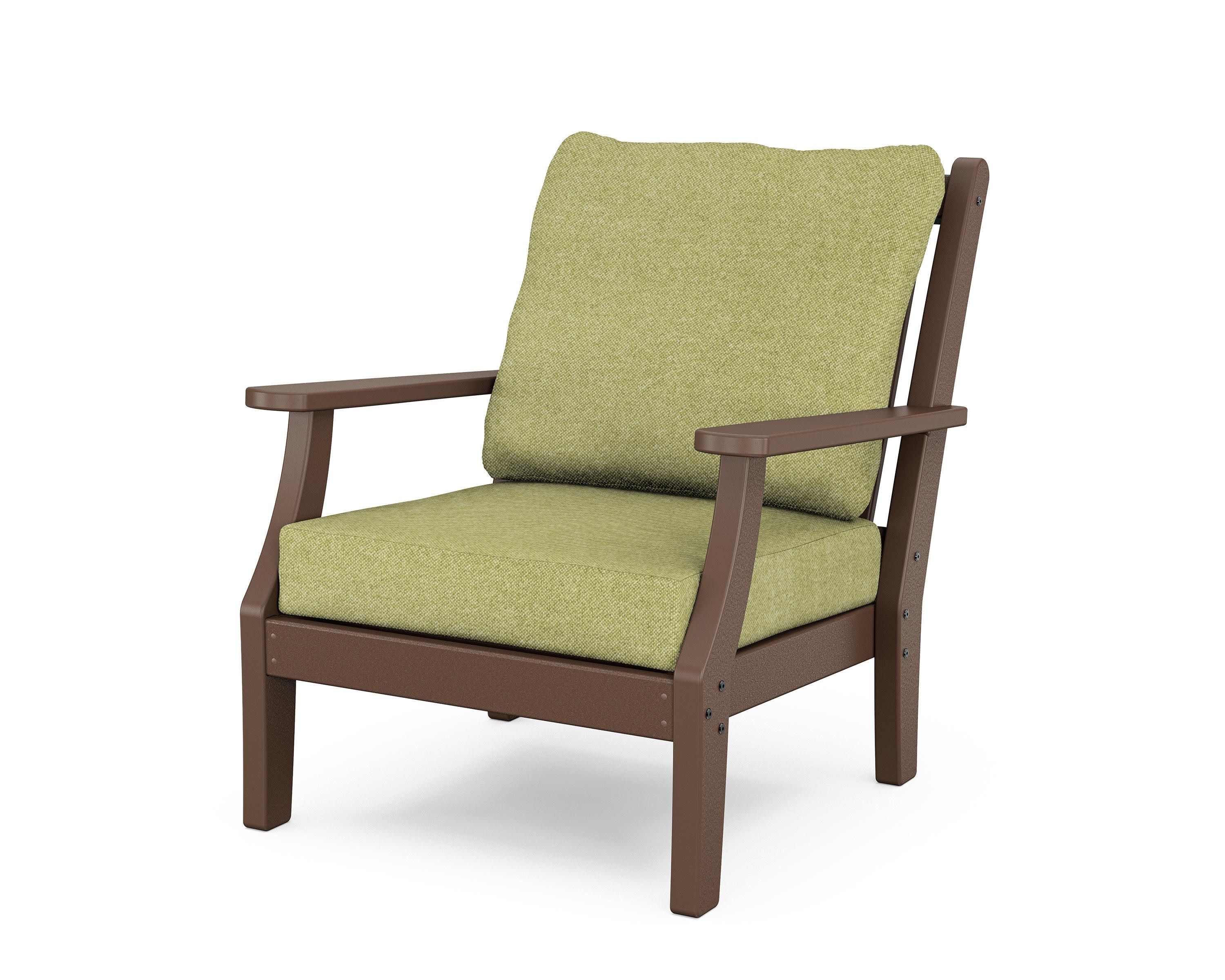 Wovendale Deep Seating Chair in Mahogany / Chartreuse Boucle