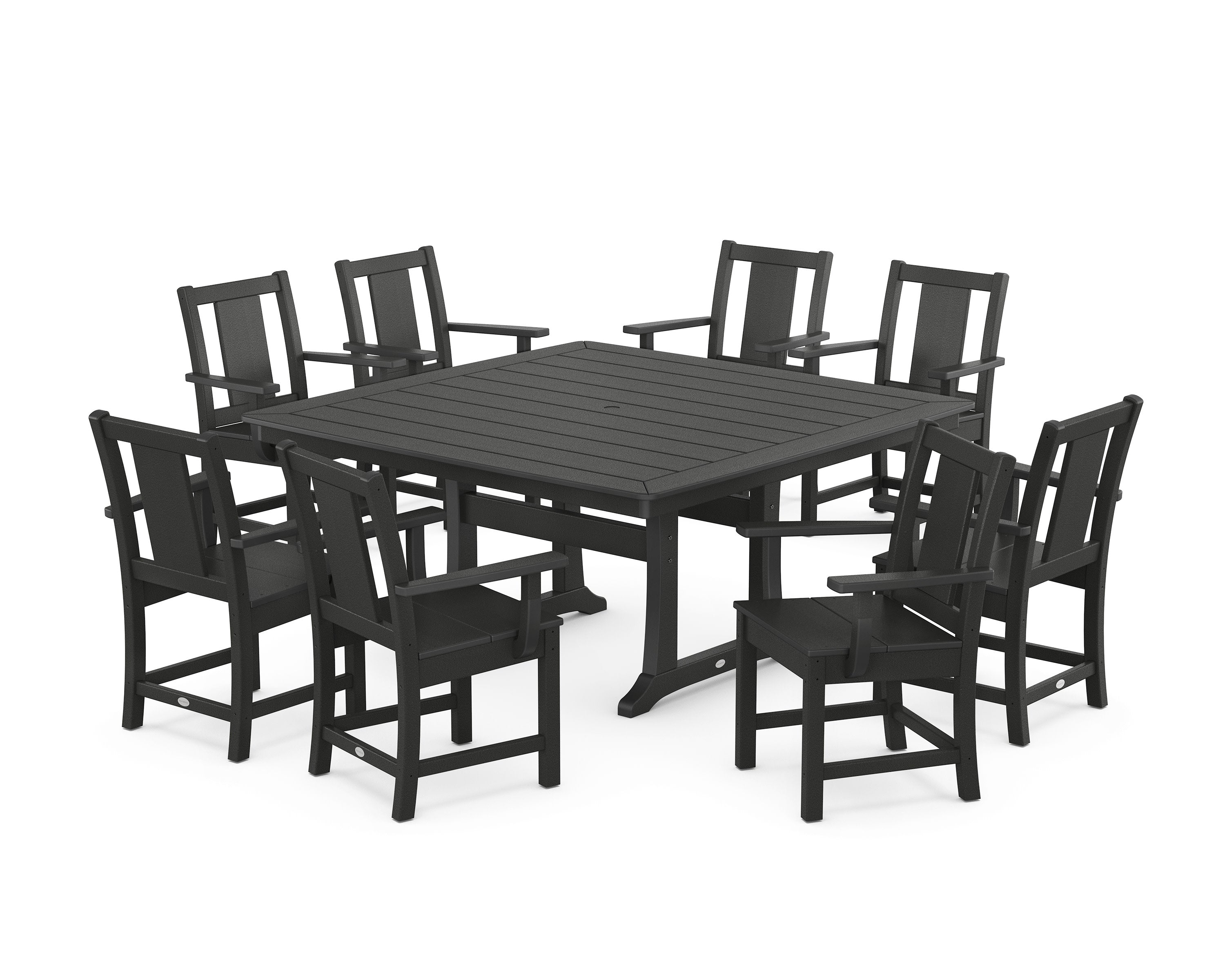 Prairie 9-Piece Square Dining Set with Trestle Legs in Black