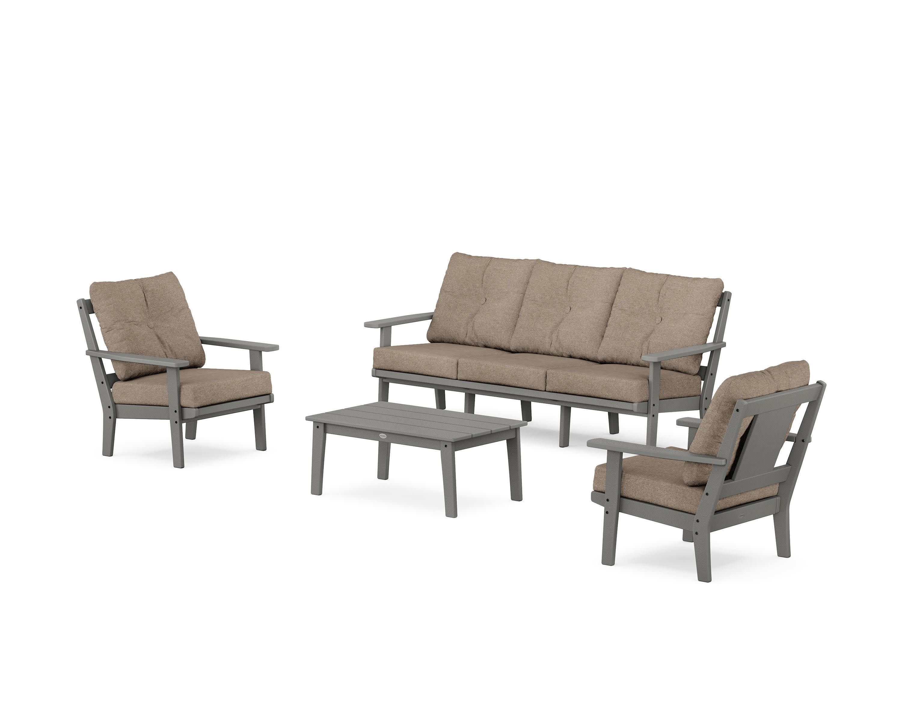 Prairie 4-Piece Deep Seating Set with Sofa in Slate Grey / Spiced Burlap