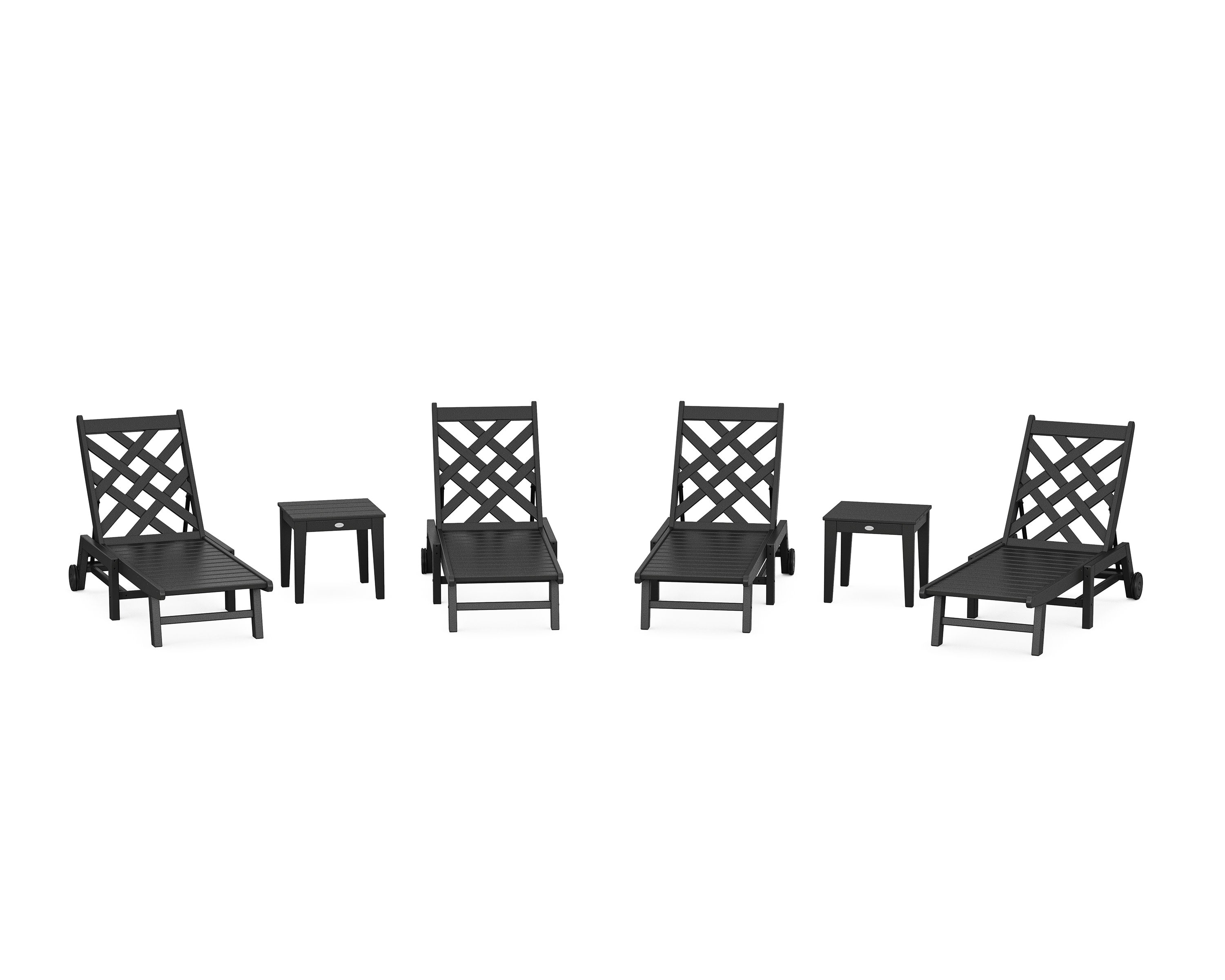 Wovendale 6-Piece Chaise Set with Wheels in Black