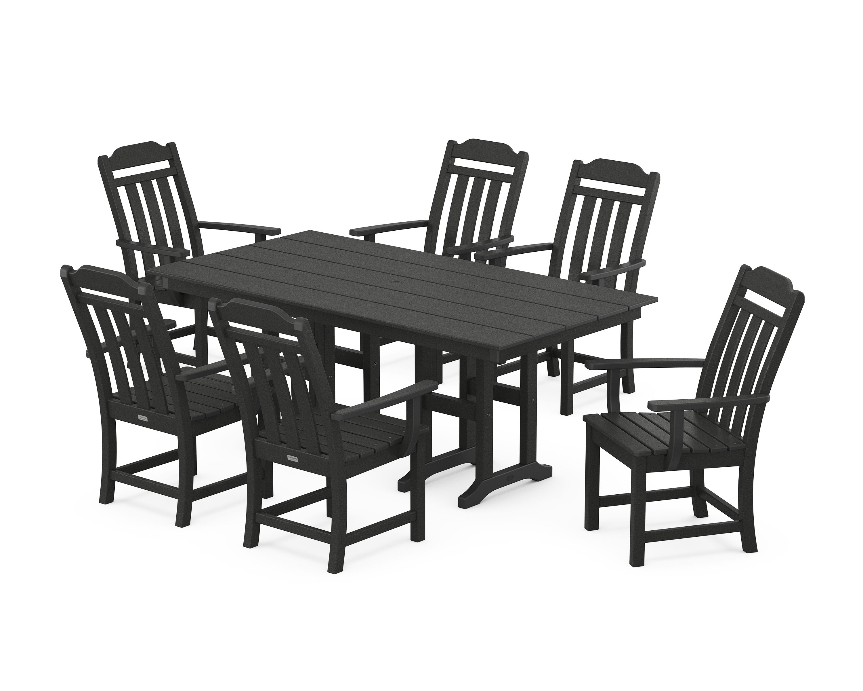 Cottage Arm Chair 7-Piece Farmhouse Dining Set in Black