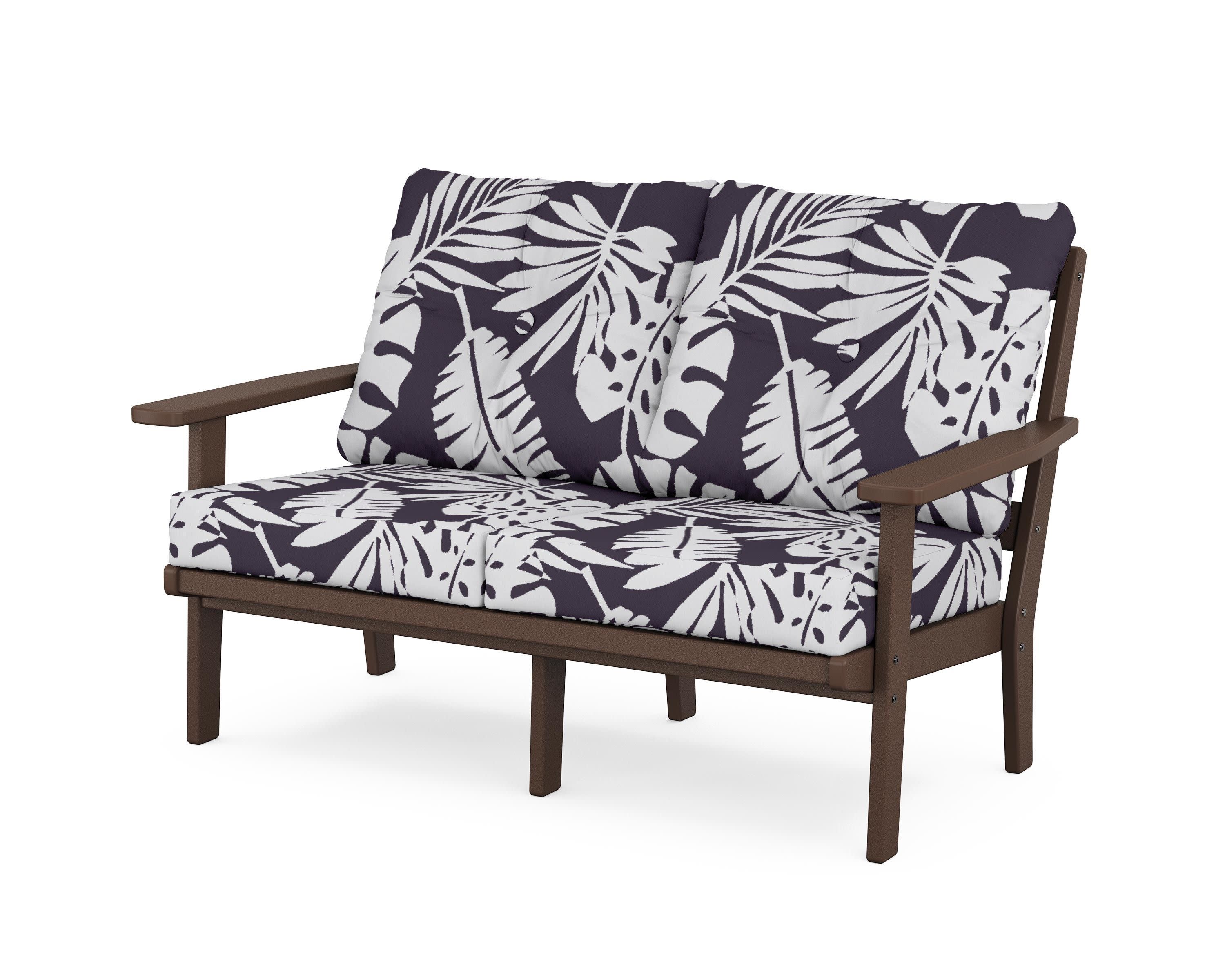 Prairie Deep SeatingLoveseat in Mahogany / Leaf Navy