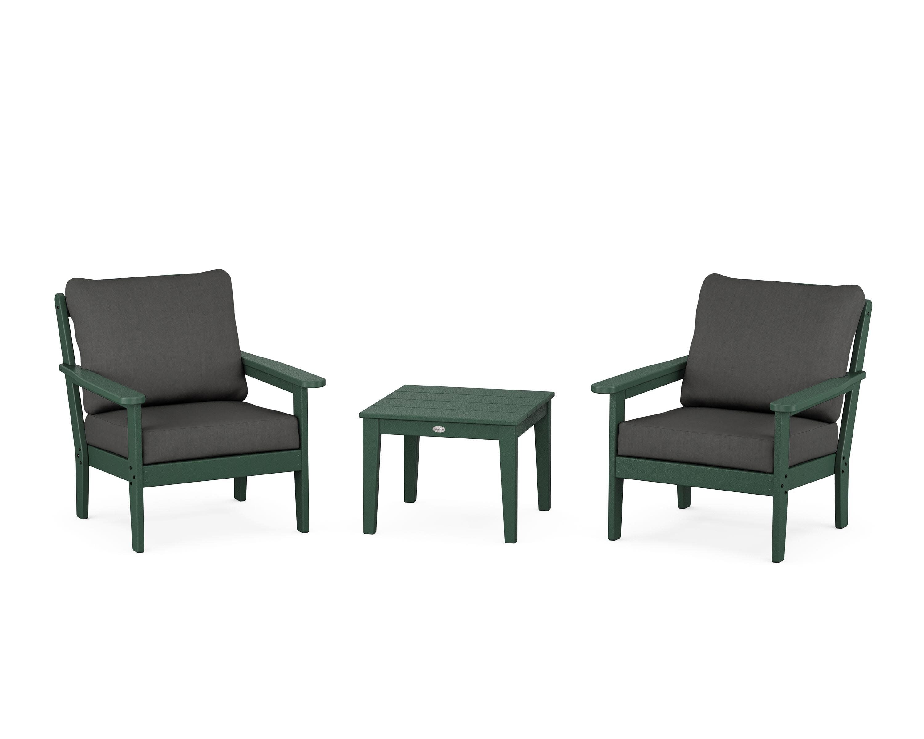 Cottage 3-Piece Deep Seating Set in Green / Spectrum Carbon