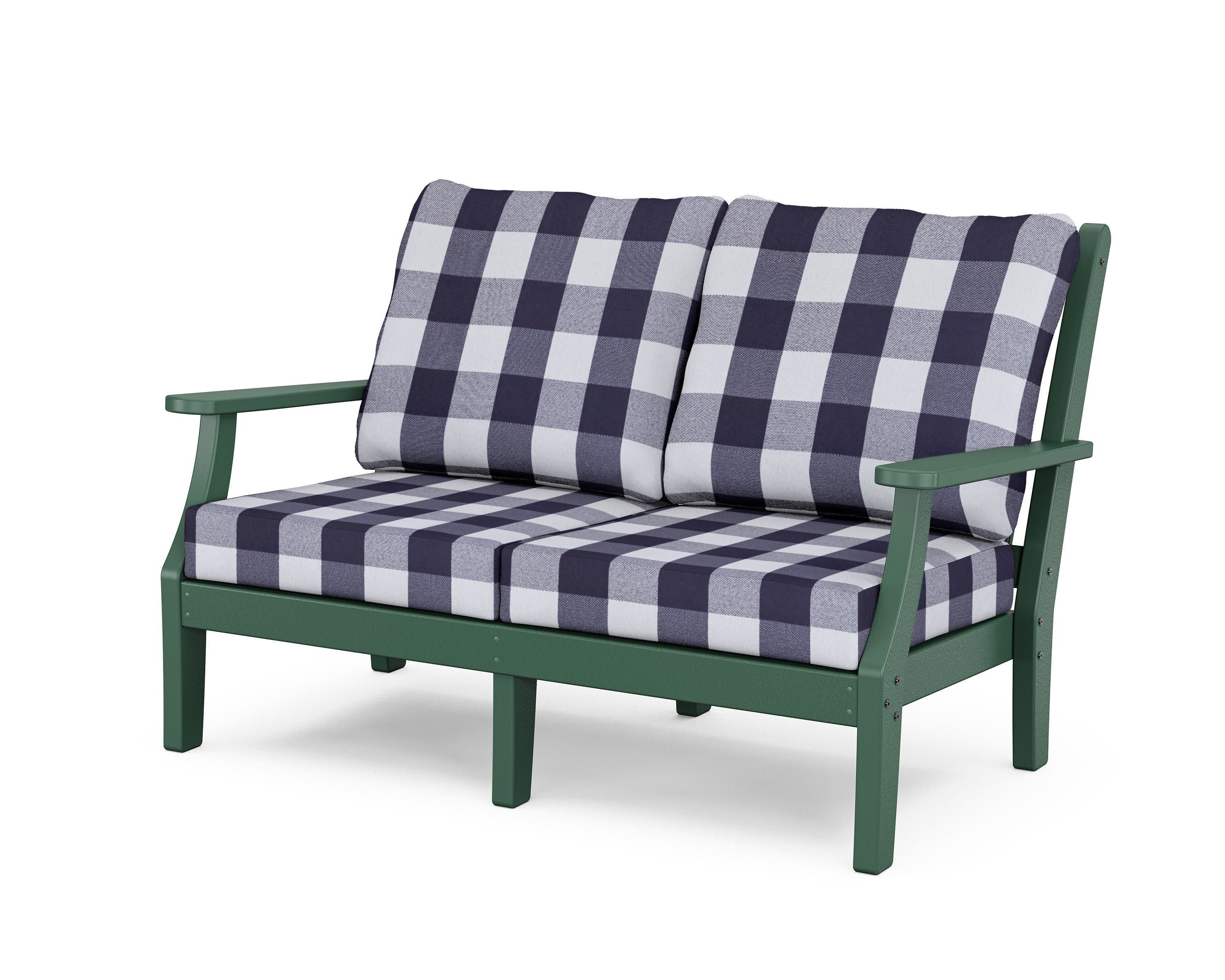 Wovendale Deep Seating Loveseat in Green / Buffalo Plaid Navy