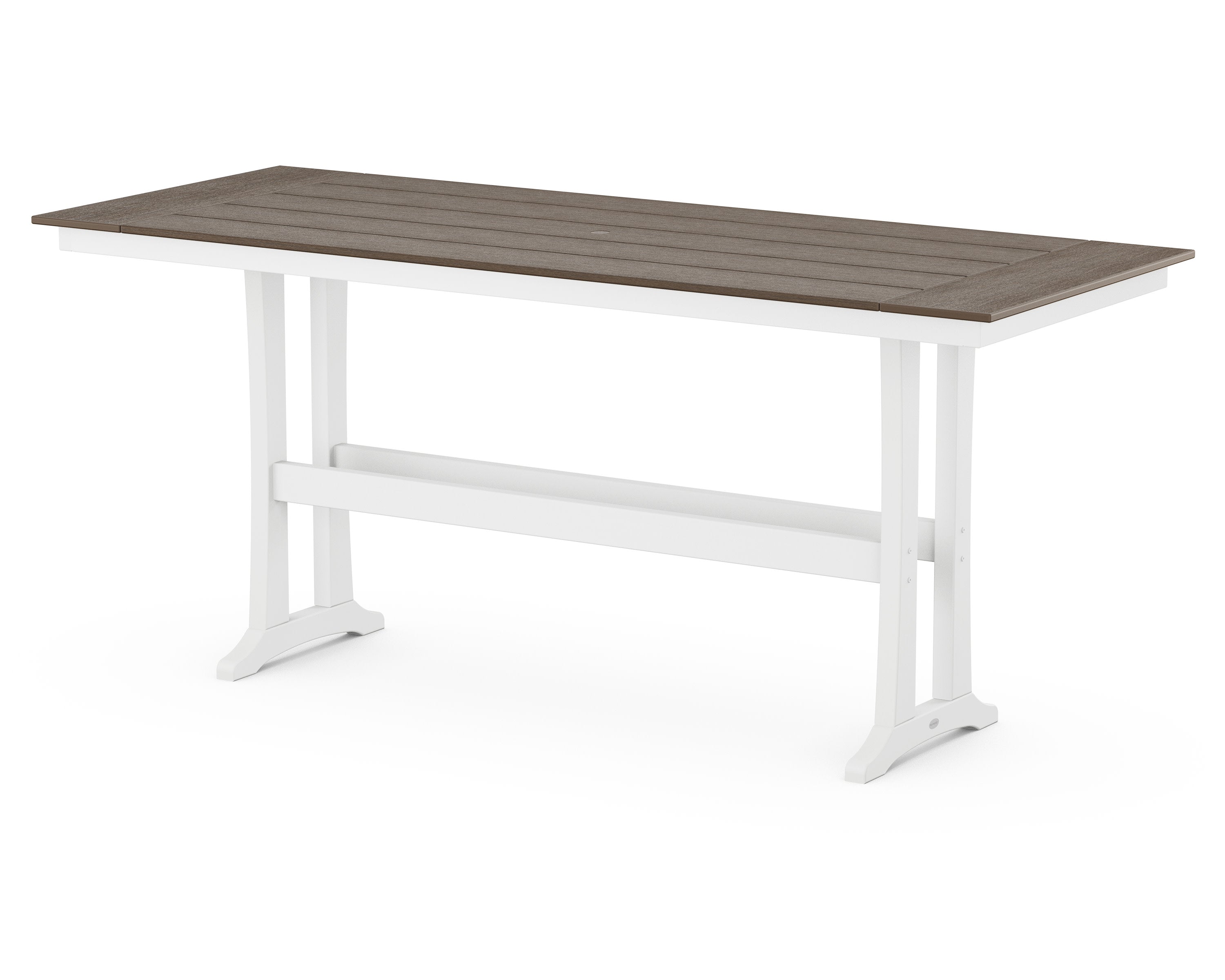 Farmhouse Trestle 38" x 96" Bar Table in White / Kona