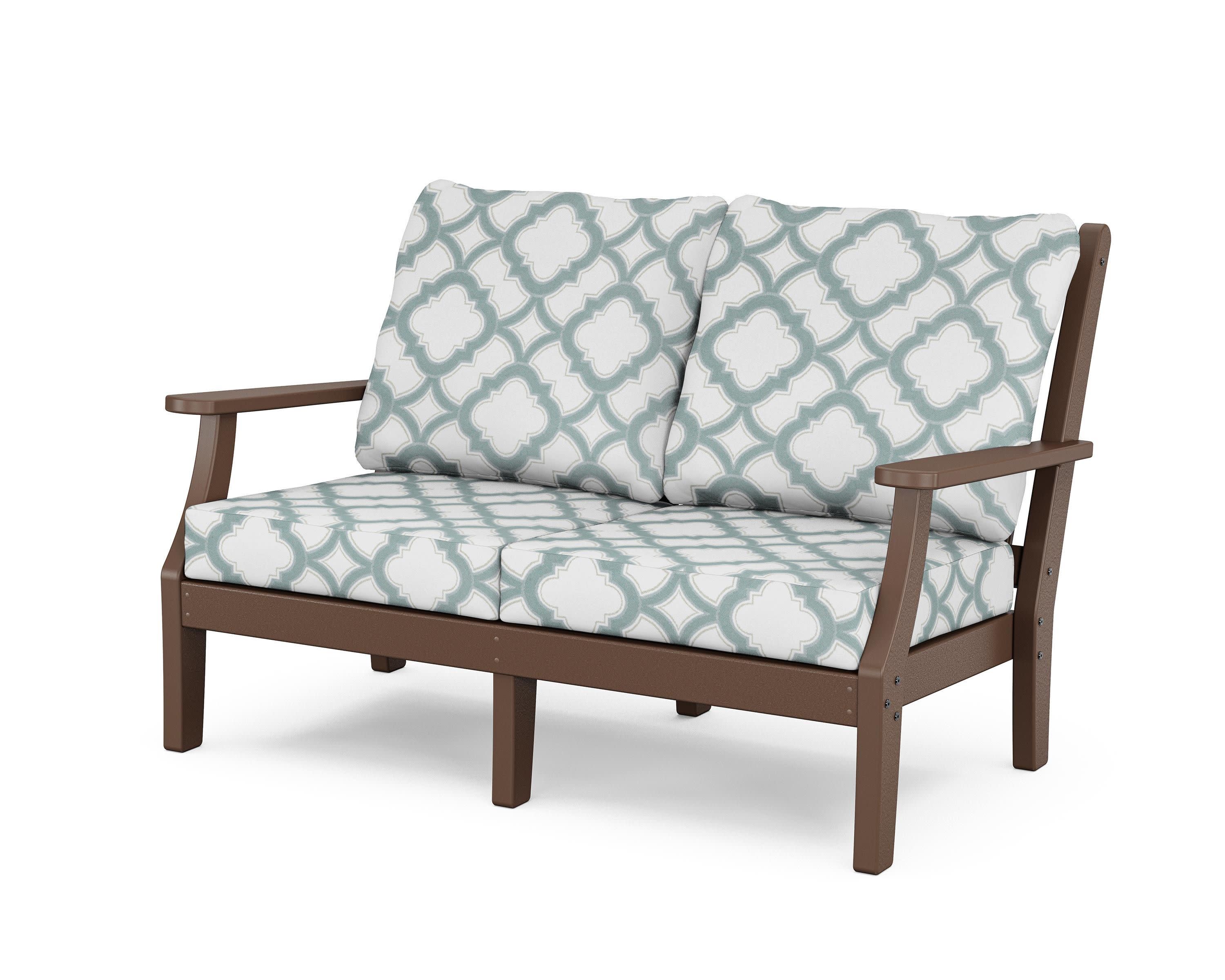 Wovendale Deep Seating Loveseat in Mahogany / Trellis Glacier Spa