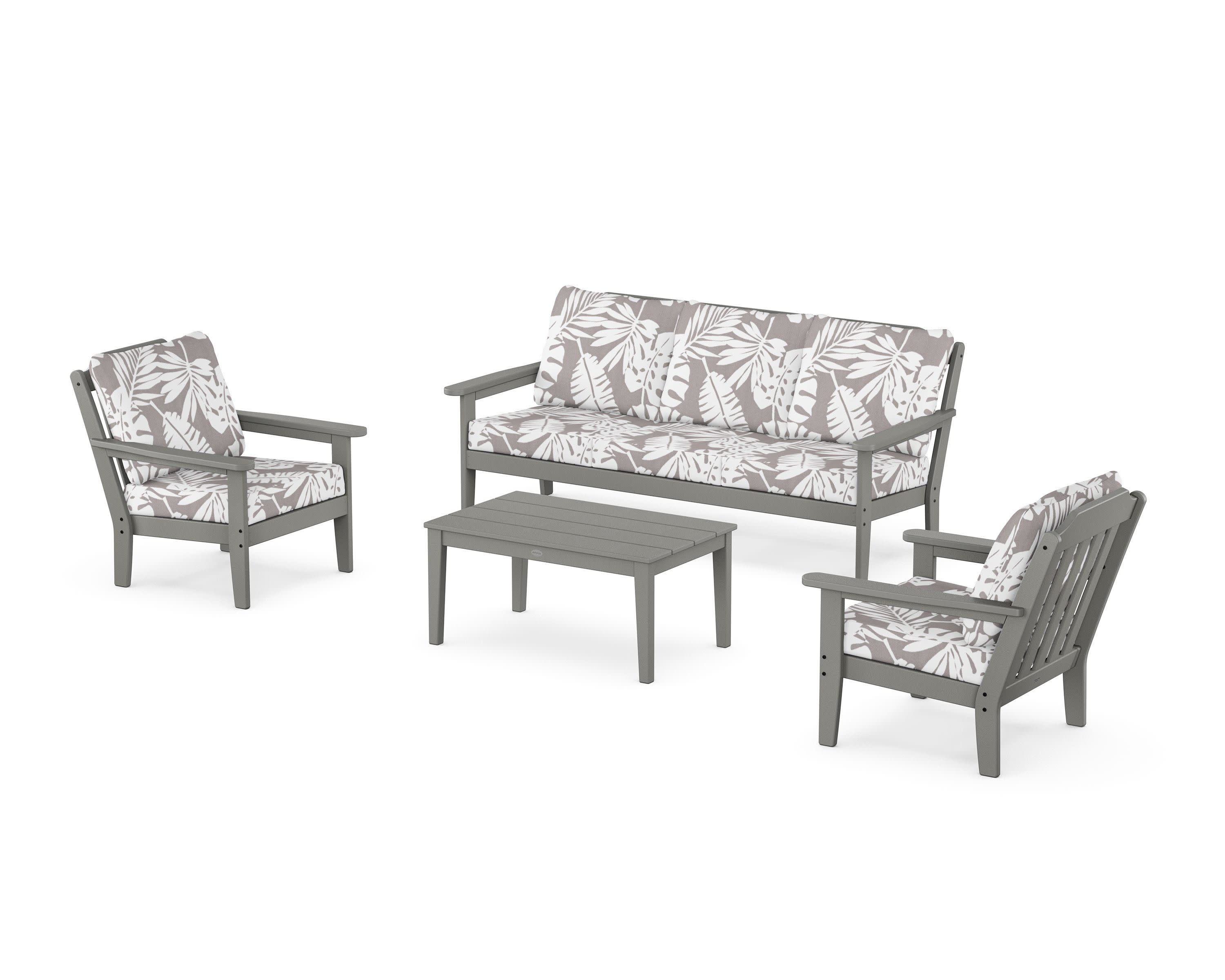 Cottage 4-Piece Deep Seating Set with Sofa in Slate Grey / Leaf Grey Mist