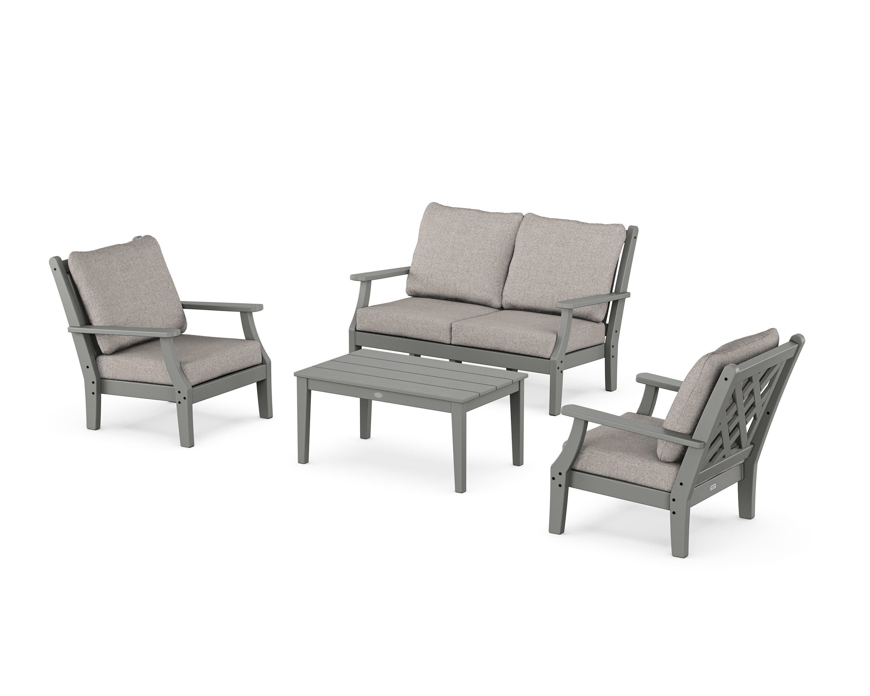 Wovendale 4-Piece Deep Seating Set with Loveseat in Slate Grey / Weathered Tweed