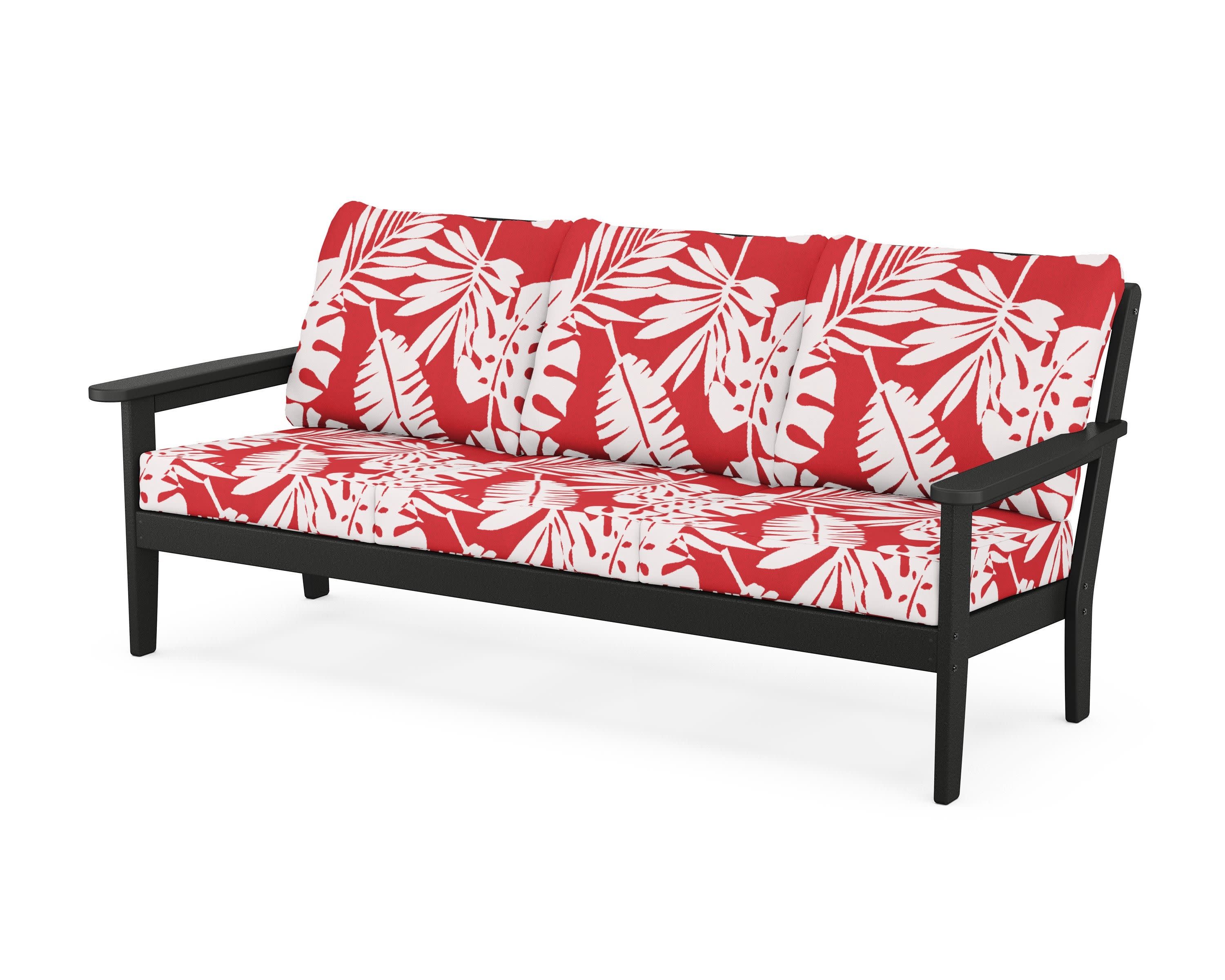 Cottage Deep Seating Sofa in Black / Leaf Crimson