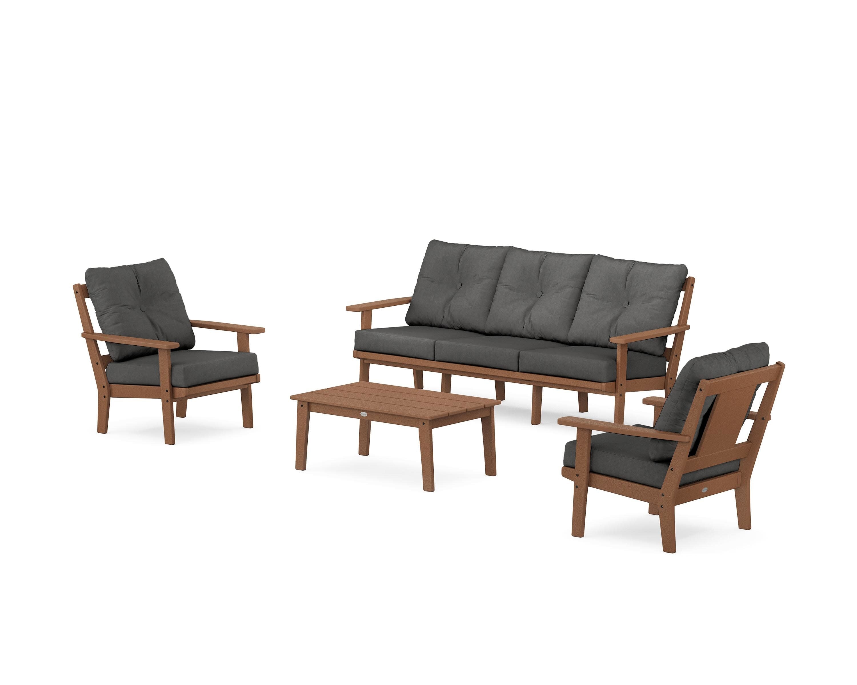 Prairie 4-Piece Deep Seating Set with Sofa in Teak / Spectrum Carbon